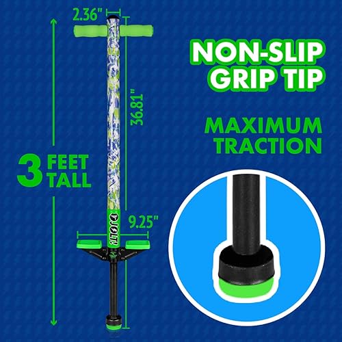 Miniatura 5 de Flybar Pogo Stick para niños, de 40 a 80 libras, perfecto para principiantes, mangos de espuma de agarre fácil, reposapiés antideslizantes, juguetes