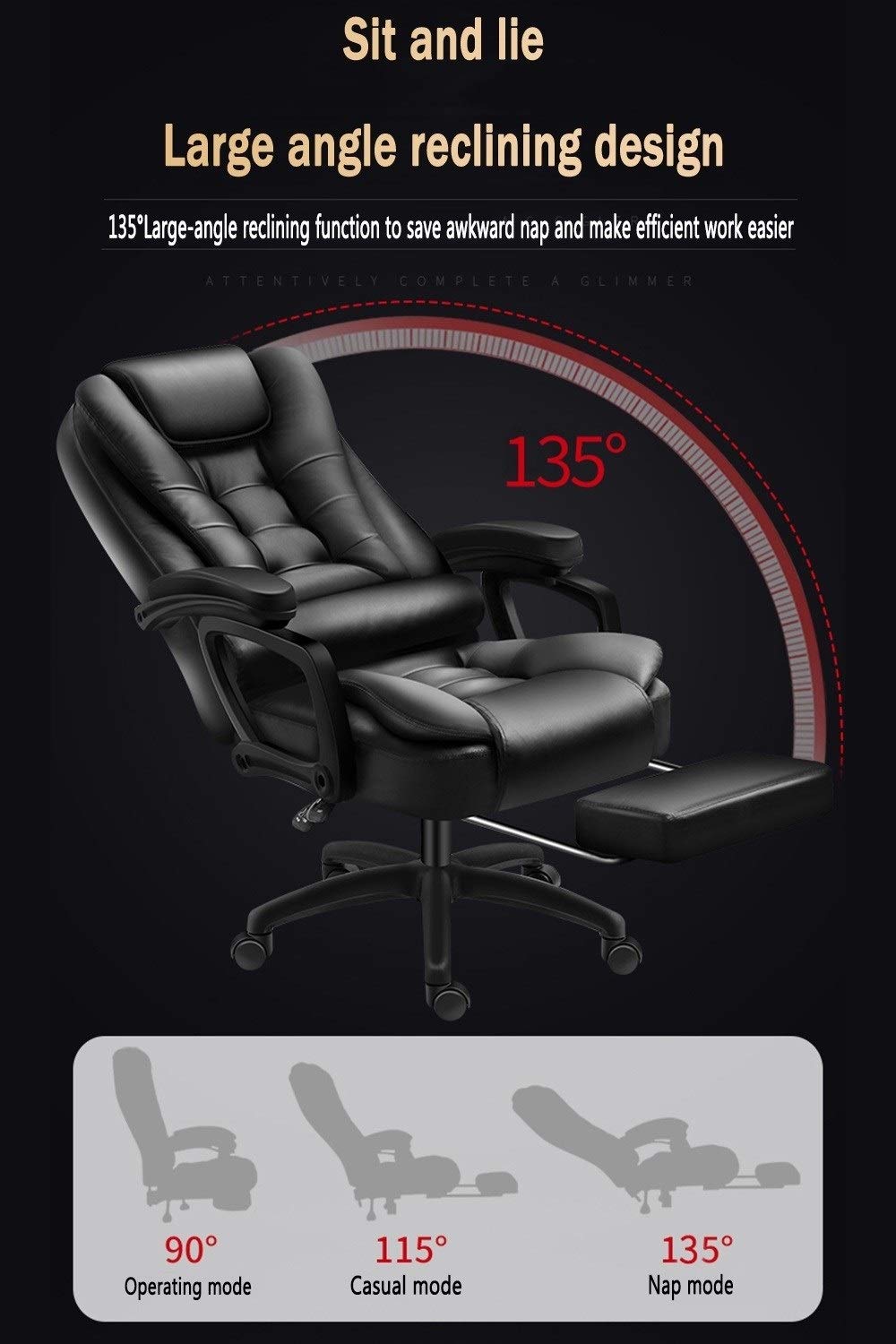 Poltrona girevole per computer, sedia da ufficio, schienale alto, design ergonomico, carico 150 kg, massaggio, meccanismo di inclinazione reclinabile in PU con poggiapiedi, utilizzata per mobili da