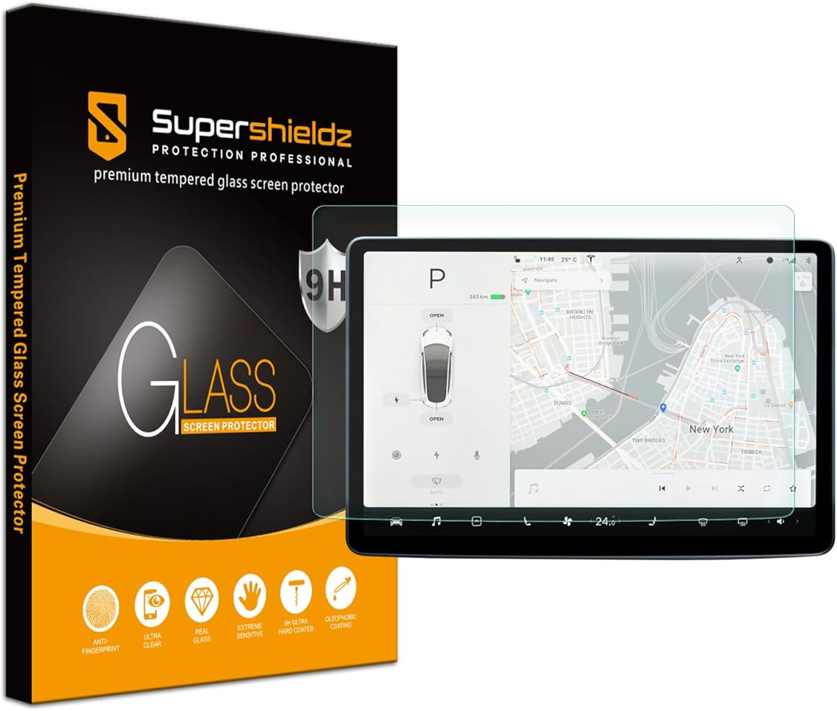 Supershieldz Anti Glare/Anti Fingerprint (Matte) Screen Protector Designed for Tesla Model 3 (2023-2017) / Model Y (2024-2020) 15 inch Tempered Glass, Anti Scratch, Bubble Free