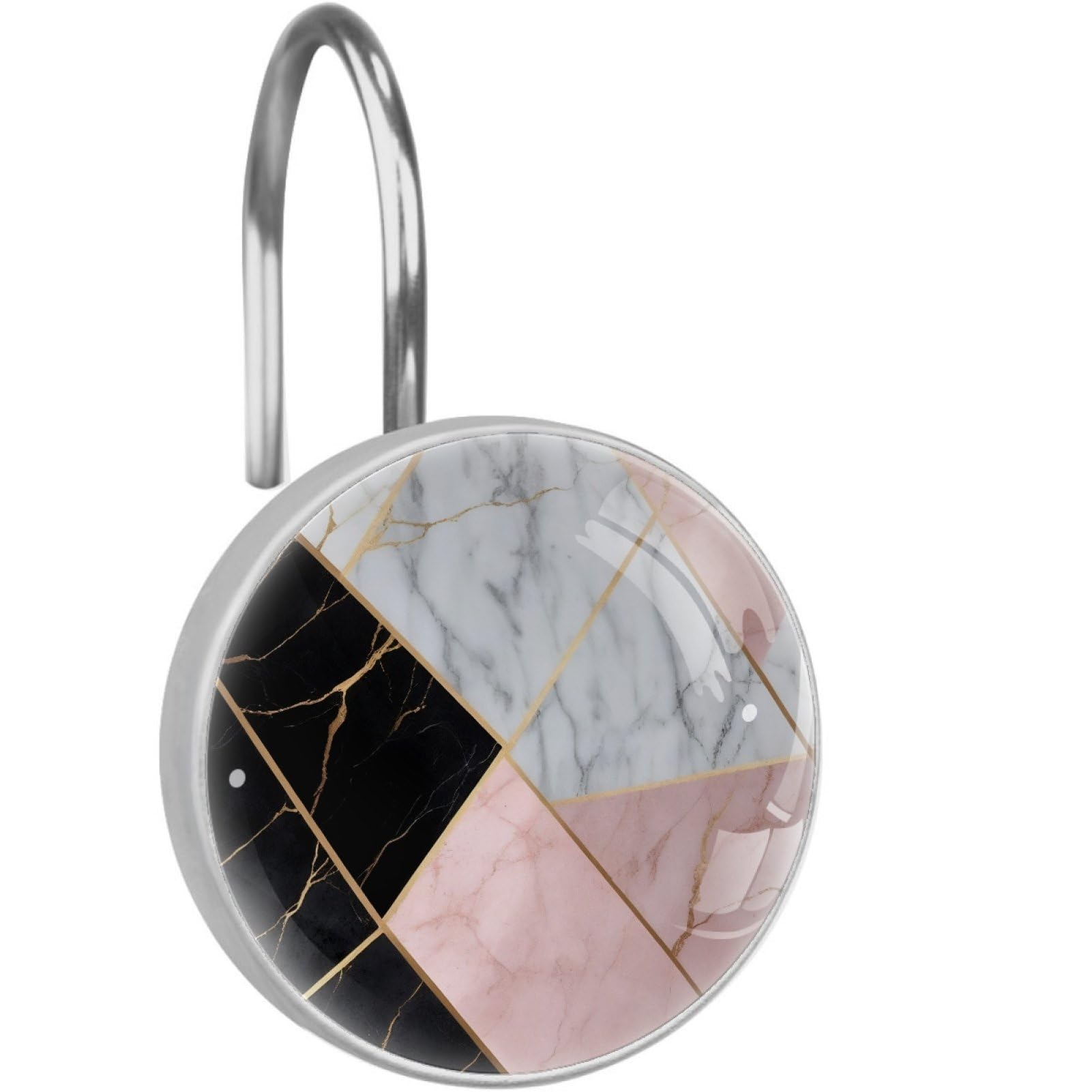 VAPOKF Decorative Shower Curtain Hook, Pink Marble Rustproof Stainless Steel Shower Curtain Hook for Bathroom, Shower Curtain Hangers for Shower Rod