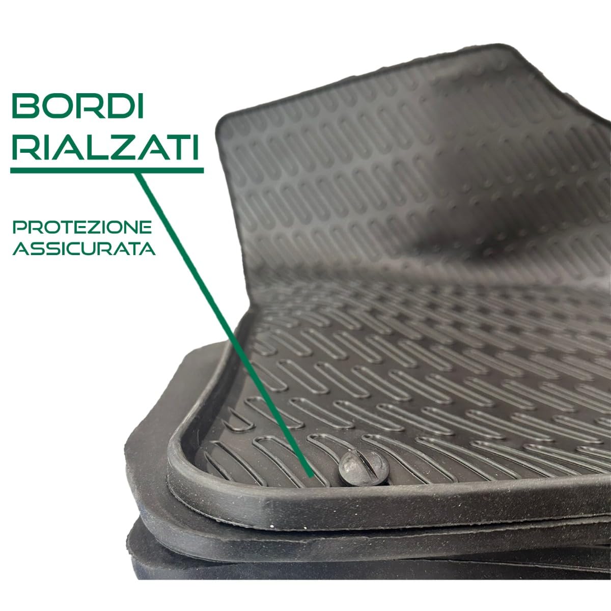 SERIE 4 TAPPETI - TAPPETINI IN GOMMA 3D NERI PER PEUGEOT 107 05->16-3/5 Porte