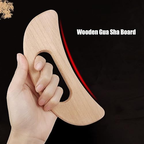 Miniatura 5 de Pilipane Tabla de masaje de madera de haya natural y versátil herramienta de masaje para raspar madera, tabla de madera Gua Sha, para drenaje