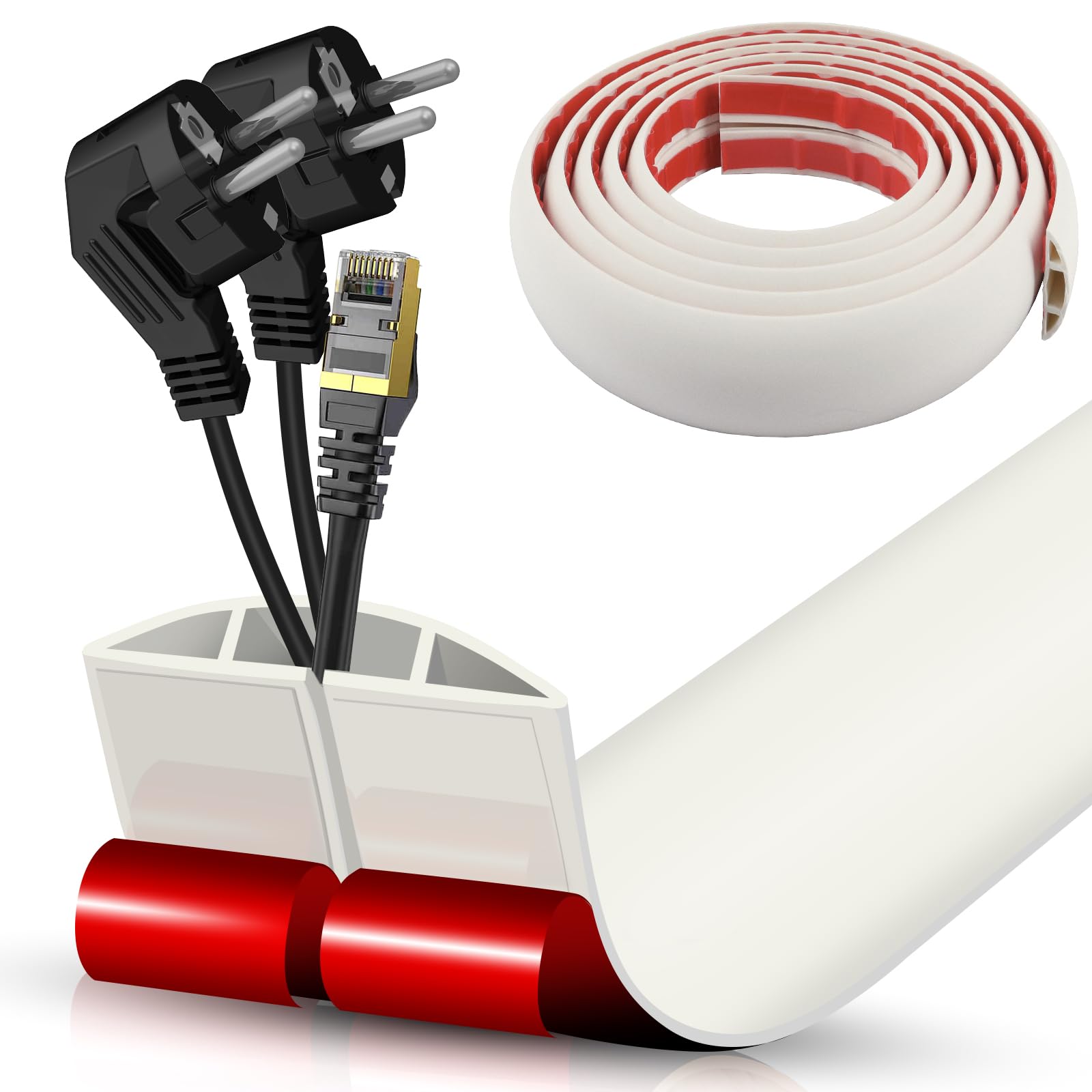 Floor Cord Cover Cable Cavity Self Adhesive Cord Hider Floor Floor Cable Management Power Cord Protector Floor Electric Cord Covers for Offices, Gym, Exhibitions (Beige, 2.36" x 10')