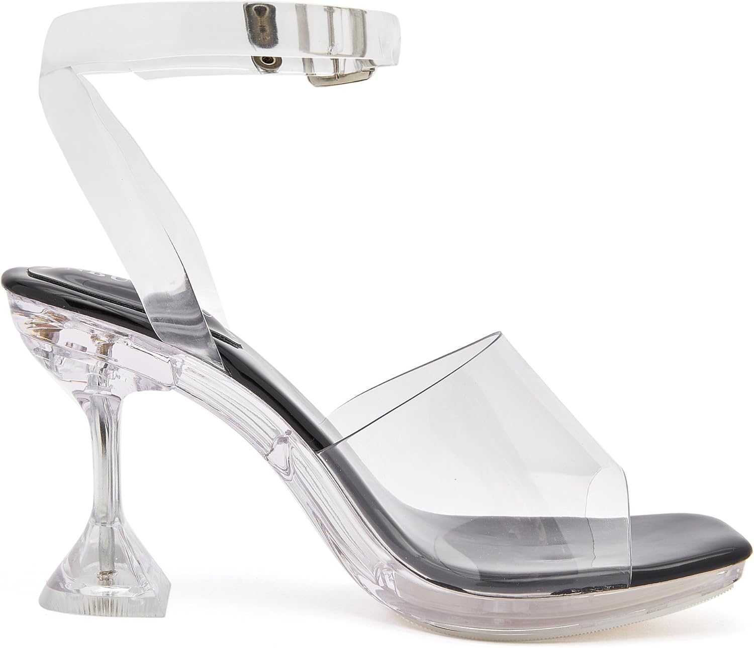 NBUUNBU Clear Ankle Strappy Heels for Women Sexy Transparent Straps Buckle Platform Kitten High Heel Comfortable Cinderella Shoes Stilletos Square Toe Sandals Mules Pump - Image 9