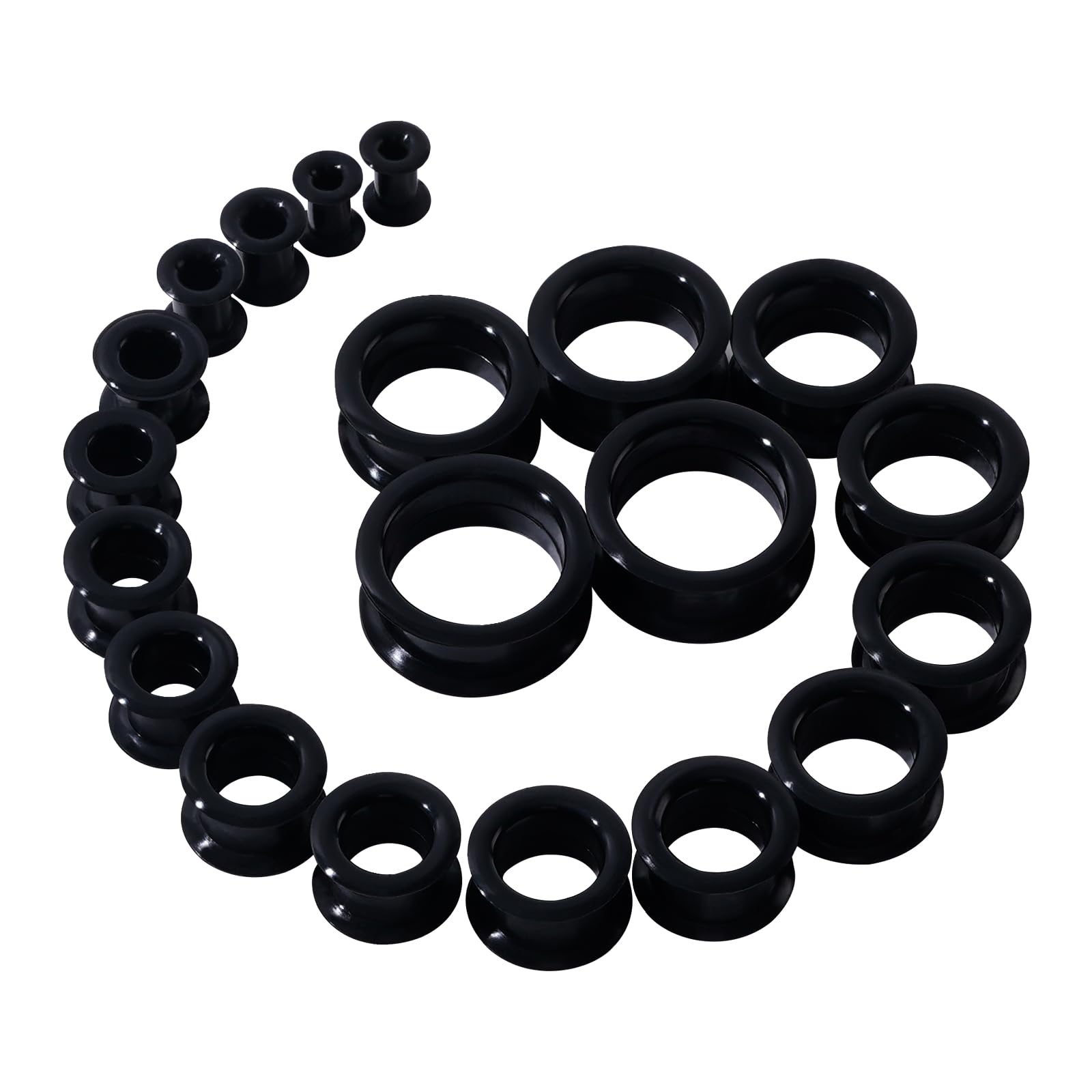 2g-1" Silicone Plugs Kit Ear Skins Gauges Soft Ear Expander Tunnels Stretching Set 6-25MM