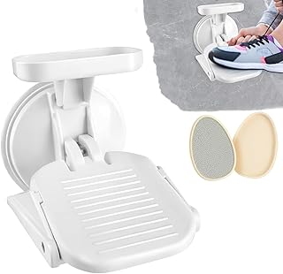 Foldable Shower Foot Rest with No Drilling Suction Cup, Manual Exfoliation Tool Hair Removal, Easy to Carry While Traveling, Reduce Body Strain and Bending Over