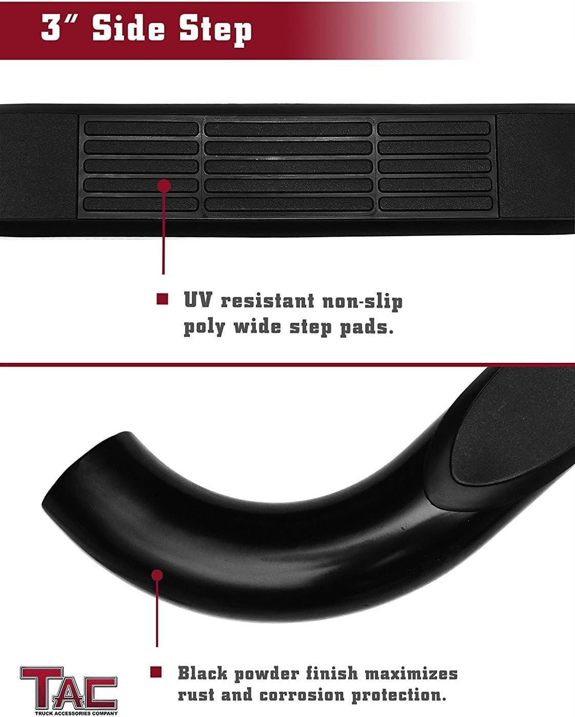 TAC 3” Side Steps Running Boards Fit 2004-2015 Nissan Titan / 2017-2023 Nissan Titan King Cab / 2016-2019 Nissan Titan XD King Cab Black Side Bars Nerf Bars Step Rails (2 pcs)