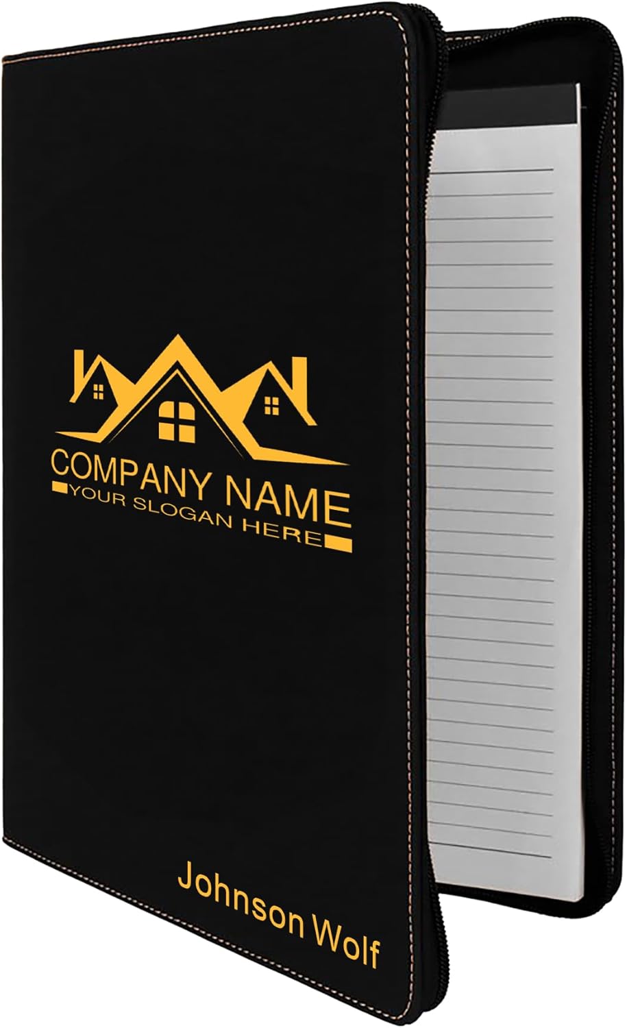 Personalized Portfolio, Custom Leather Portfolio, Portfolio With Zipper, Personalized Padfolio, Engrave Your Own Design, Logo, Picture, Company Logo, Business Logo
