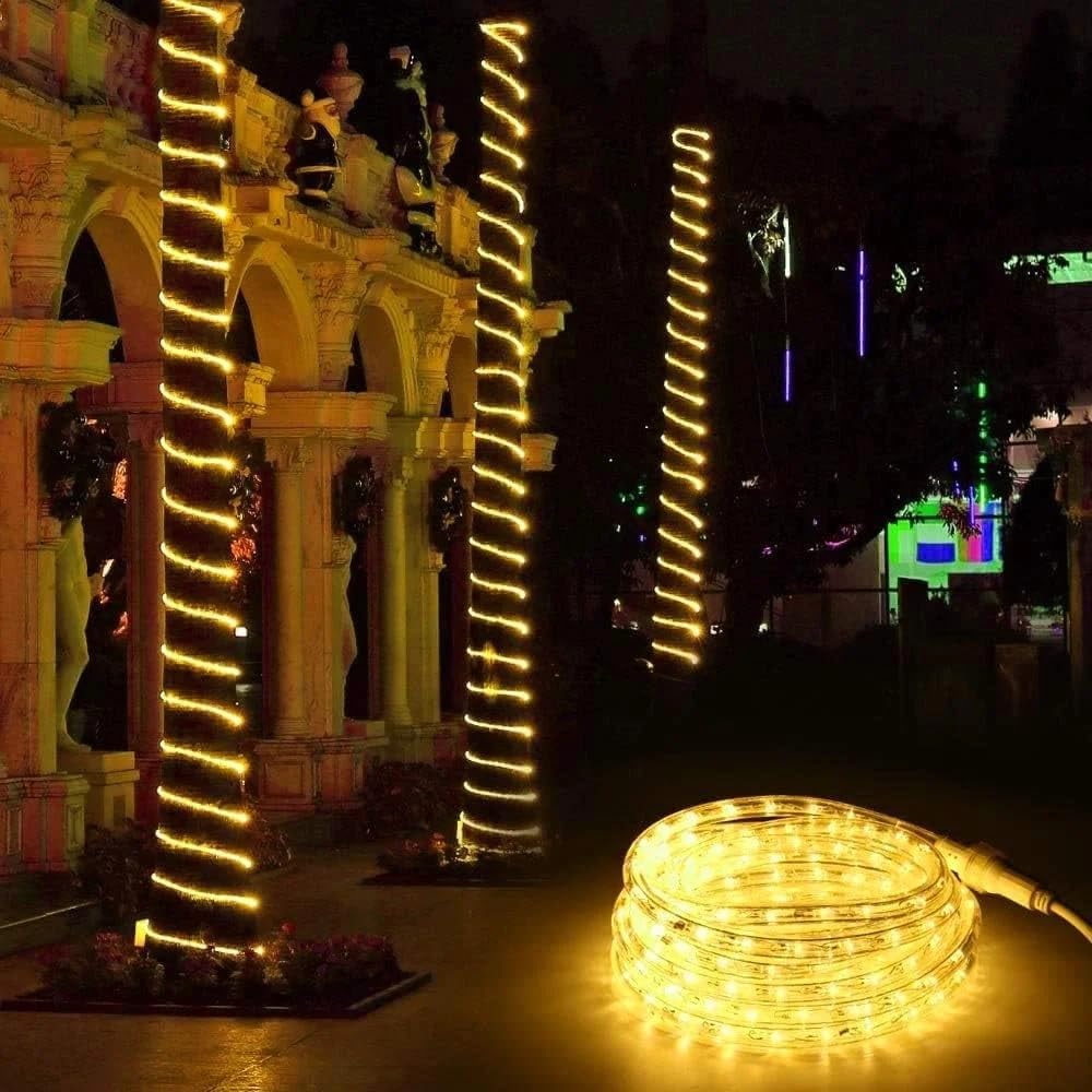 LED Lichtschlauch, 25m Länge, Außenbereich, Warmweiß 2200K, IP65 Wasserdicht, Dimmbar, PVC-Rohr, 899 LEDs, 4m Anschlusskabel, Ganzjährig, Garten & Terrasse