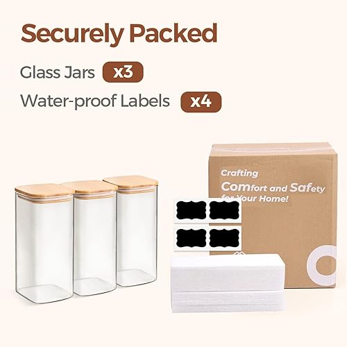 Miniatura 33 de ComSaf Recipientes de almacenamiento de alimentos con tapas herméticas, juego de 6, recipiente de vidrio transparente con tapa de sellado,