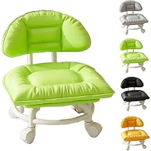 Rolling Low Stool with Backrest,Wheeled Padded Floor Chair,360 Swivel Silent Caster Work Stool,Cushioned Mobile Seat for Garage Bedroom Workshop Home Daily UseGreen