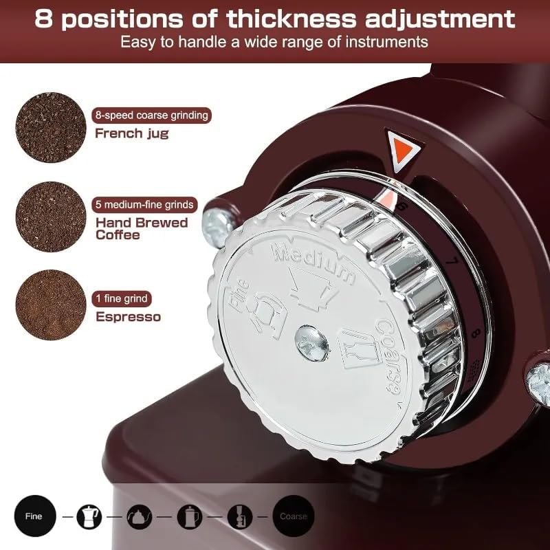 Coffee Grinder, Automatic Burr Mill Machine with 8 Adjustable Settings & One-Button Start for Precision Grinding, Electric Coffee Bean Powder Grinding (B)