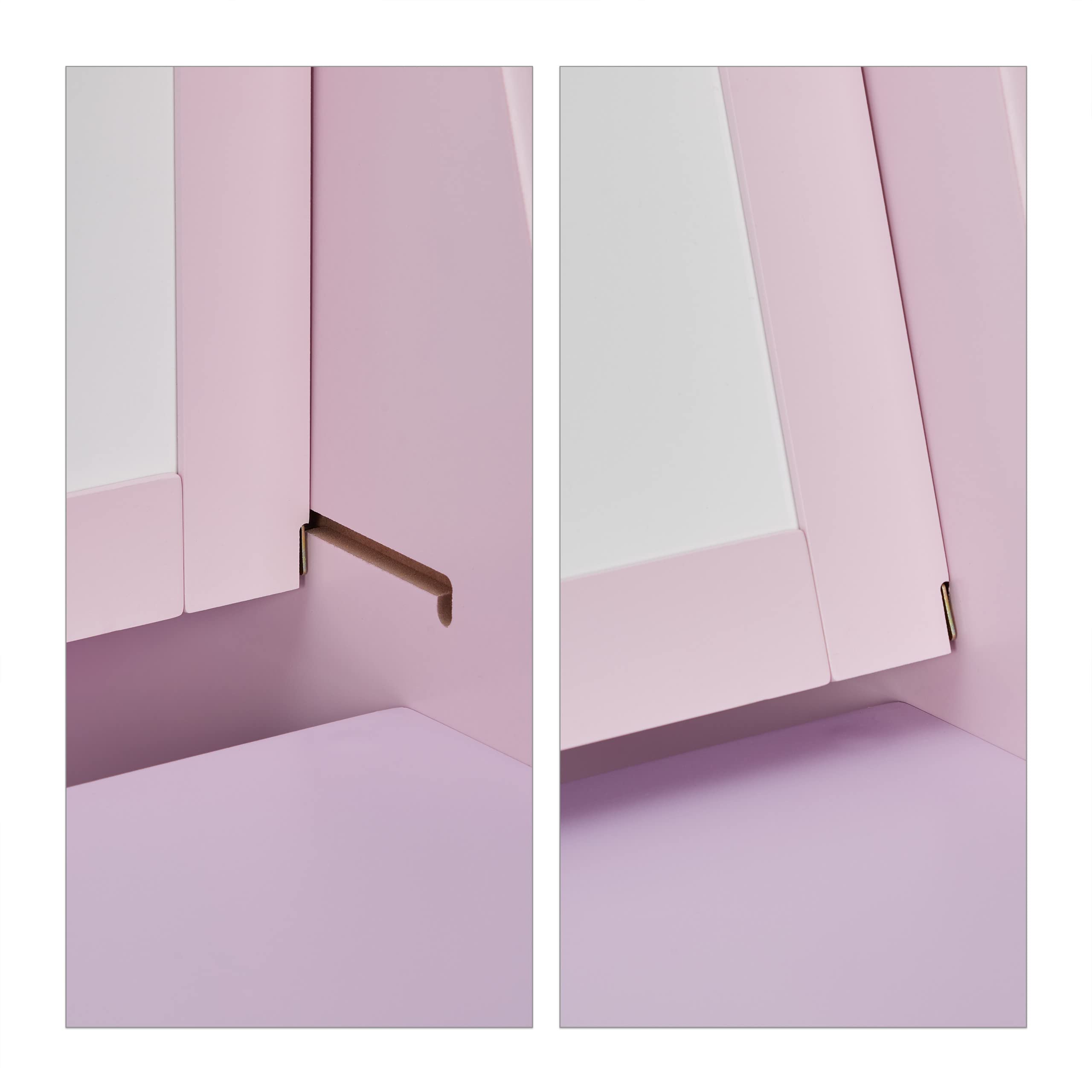 Relaxdays Estantería Infanftil con Pizarra y Taburete, Estante con 2 Compartimentos y 1 Caja de Tela, 84x52x45 cm, Rosa