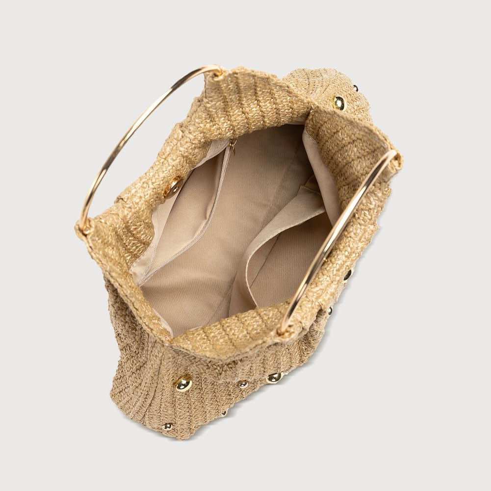 Chic Straw Clutch Purses for Women Top Handle Summer Bag Ideal Vacation Handbags Beach Woven Bag - Image 6