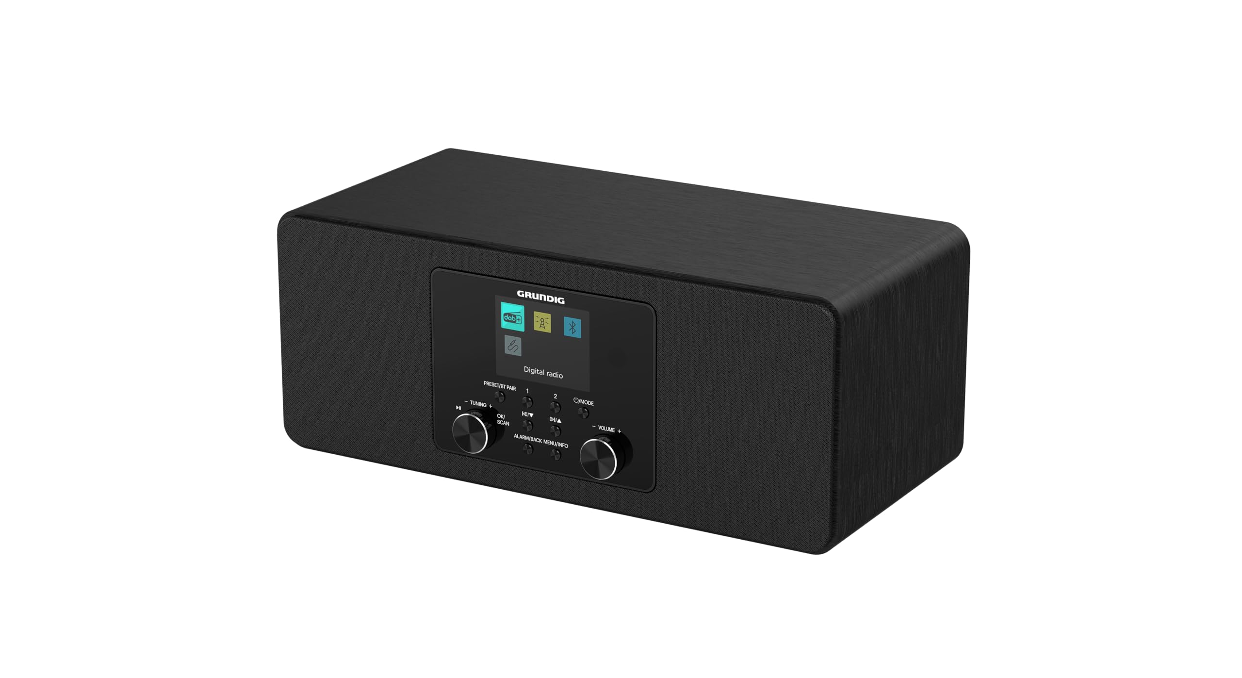 Grundig DTR 4600 2.0 DAB+ Radio digitale FM 2.0 Sistema di altoparlanti stereo da 10 W RMS, Funzione Allarme, Automatico addormentato, Display a colori, Nero