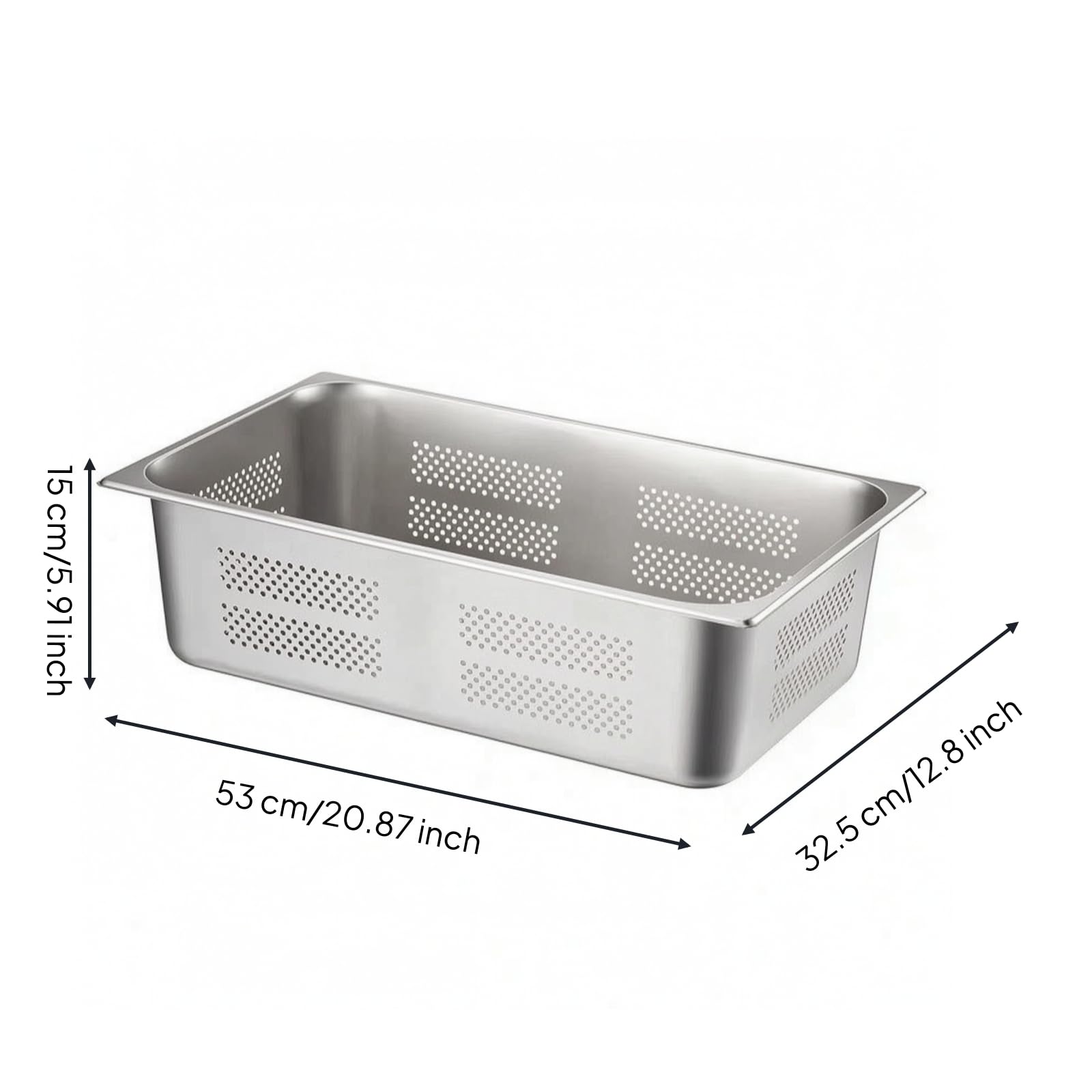 Pforit | Standard-Gastronomiebehält-Behält mit Lochung, rostfrei, Abtropfschale mit gelochtem, für Buffet, Warmhaltestation, 53.5 X 32.5 X 15 CM