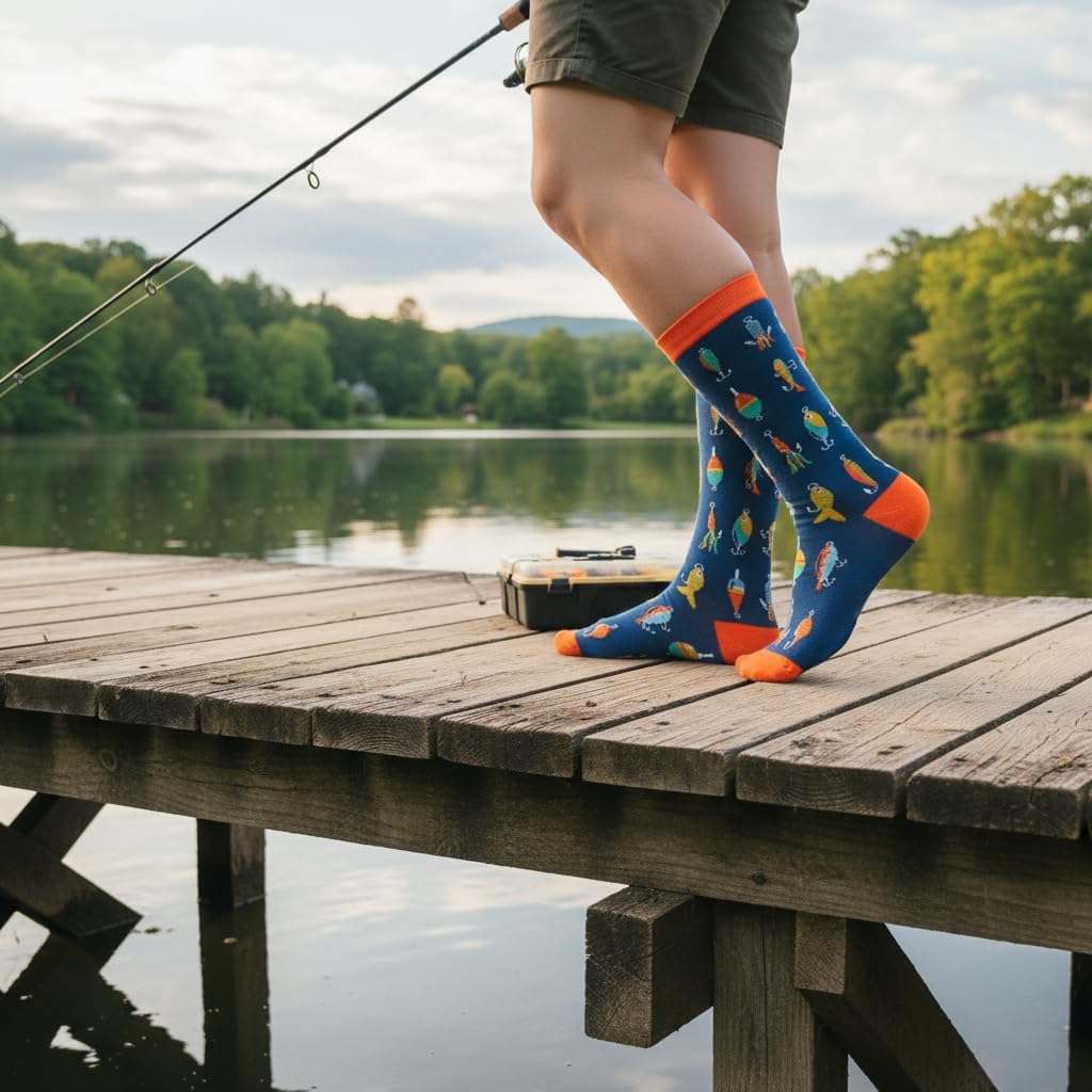 ZAGKOO Fishing Gifts, Hunting Gifts for Men - Hunting and Fishing Socks | Funny Christmas Gift for Hunters, Fisherman, Dad, Grandpa - Stocking Stuffers