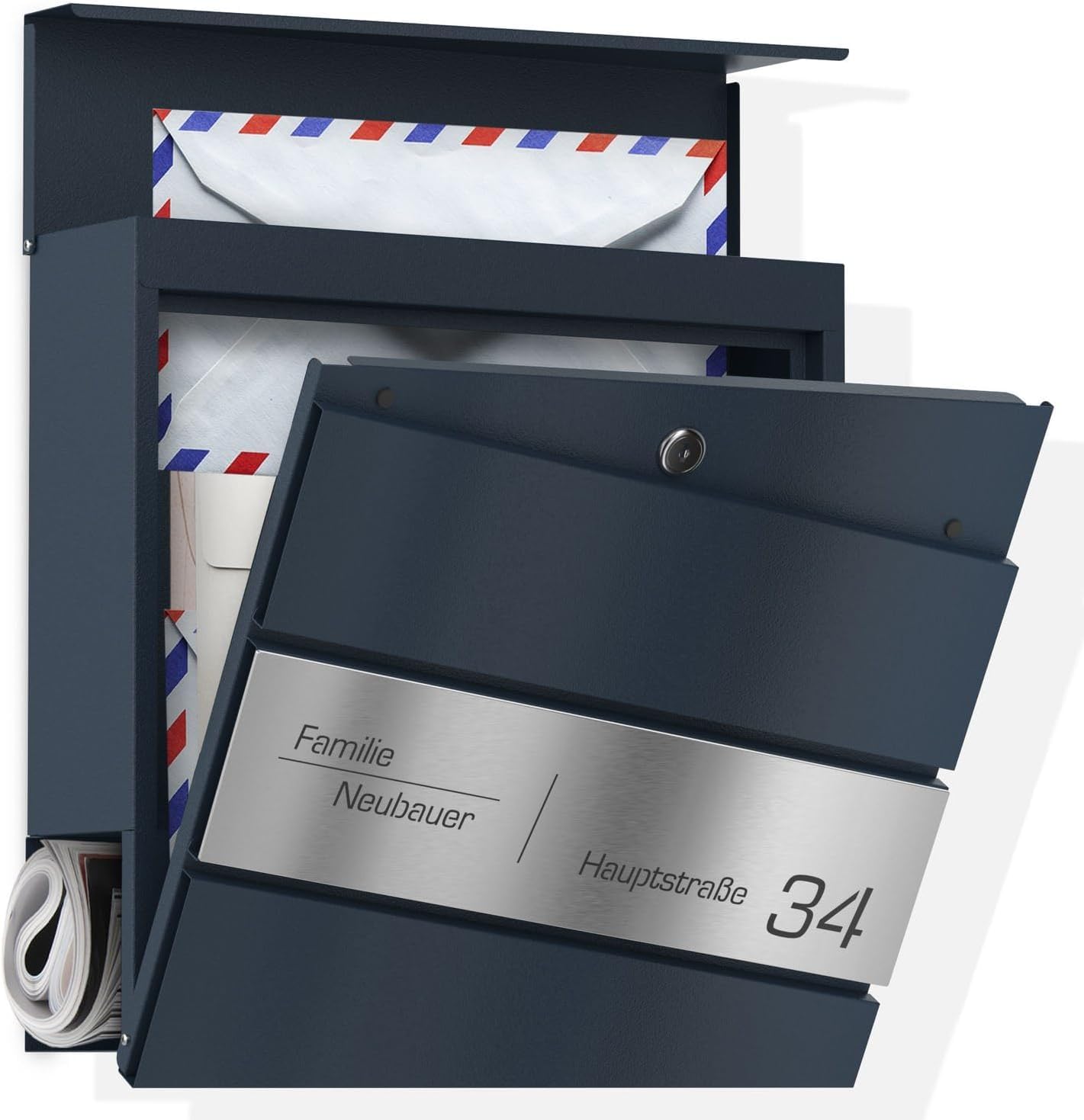 Boîte aux lettres avec porte-journaux pour votre entrée de maison moderne en inox RAL 7016