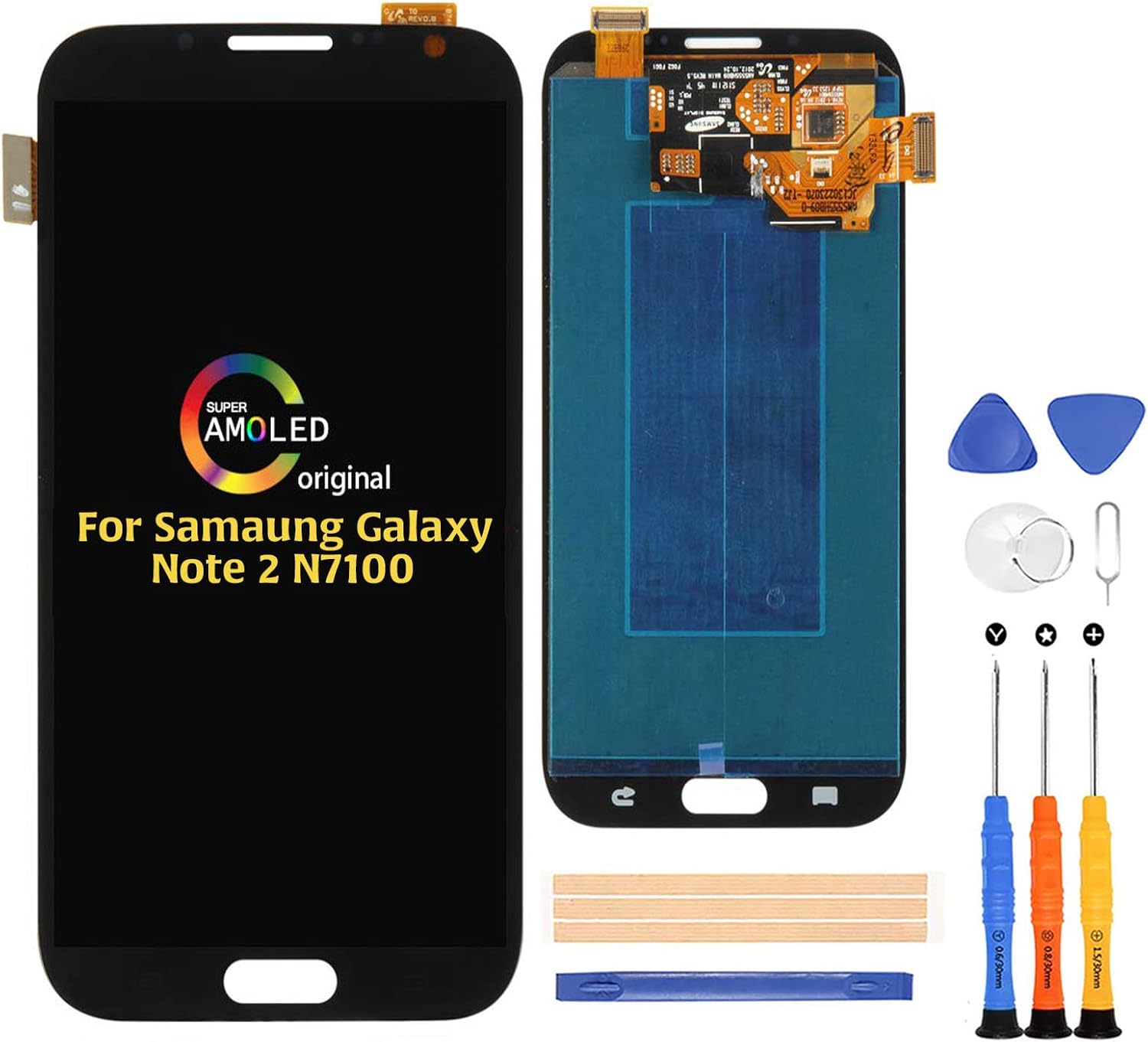 Compatible with Samsung Galaxy Note 2 LCD Screen Replacement,for Samsung Galaxy Note 2 2012 N710 N7100 Display LCD Panel Repair Parts Kit,with Tools (White)