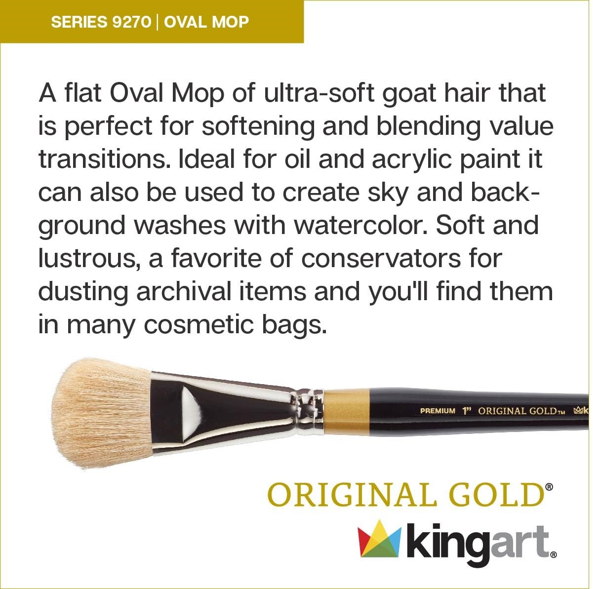 KINGART Original Gold Specialty 9270 Series Wischbürste, oval, superweich, Natur
