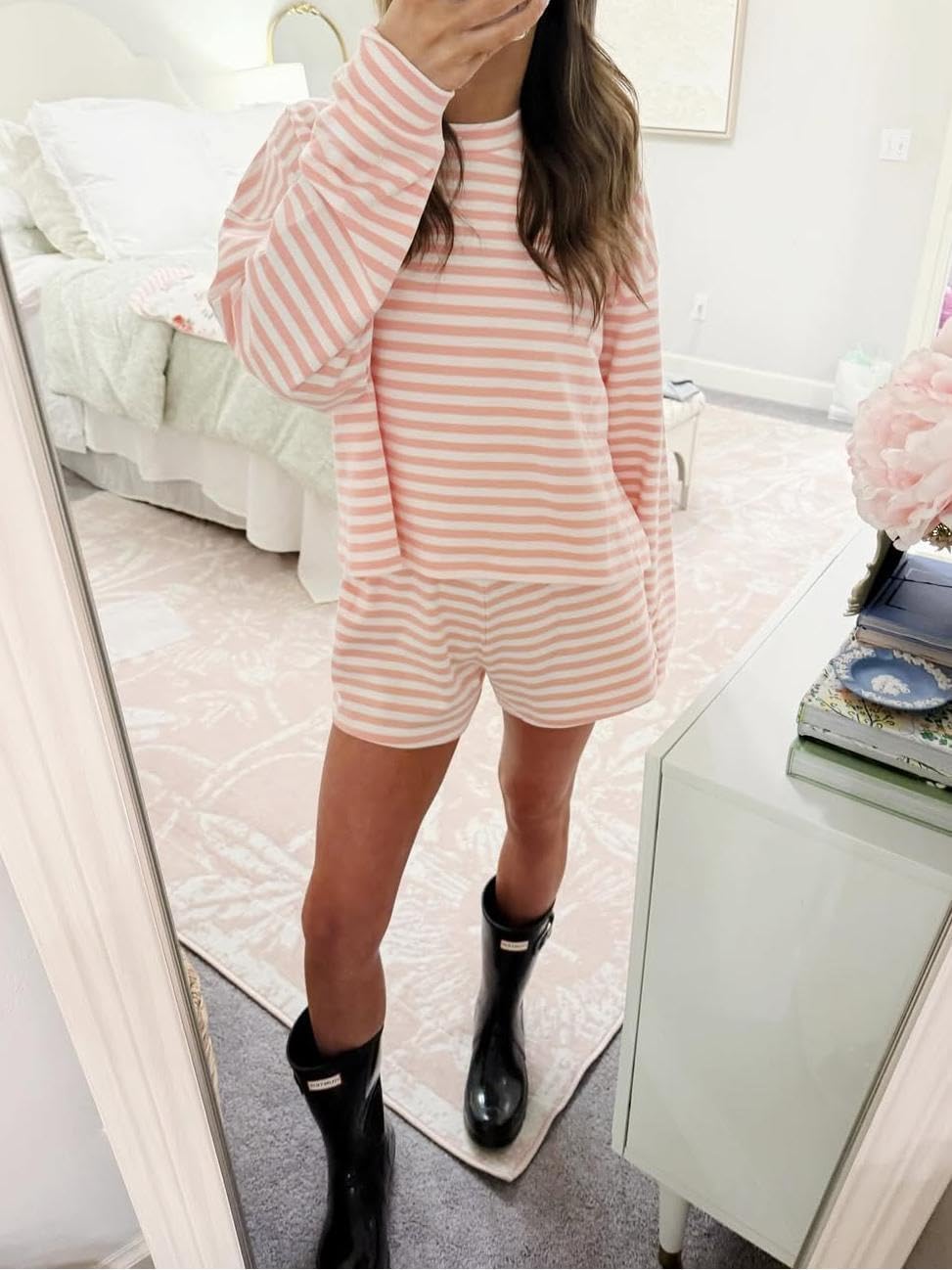 Womens Cotton 2 Piece Striped Crop Tops Shirt Shorts With Pockets Lounge Set Beach Vacation 2pc Matching Outfits - Image 4