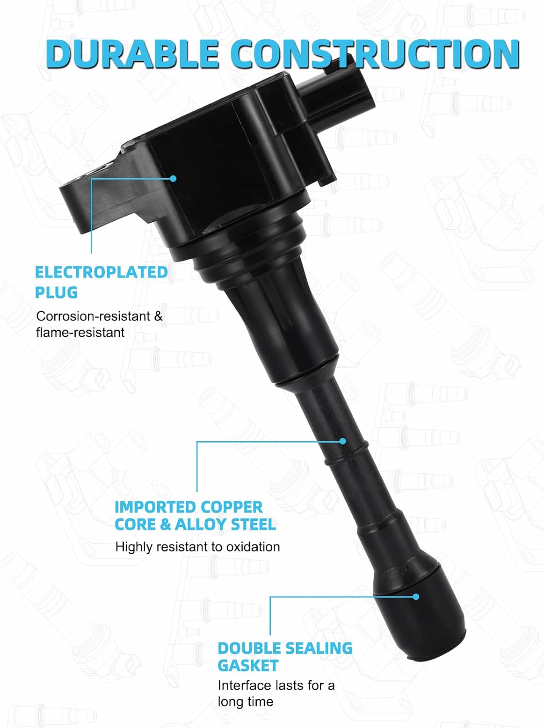 UF617 Ignition Coil Pack Spark Plug (3.7L) 6 PCS For INFINITI EX37 FX37 2013,FX50 5.0L G37 2009-2013,M37 2011-2013,Q60 2014-2015,Q70 QX50 QX70 2014-2016,QX70 5.0L 2014,For Nissan 370Z 2009-2019