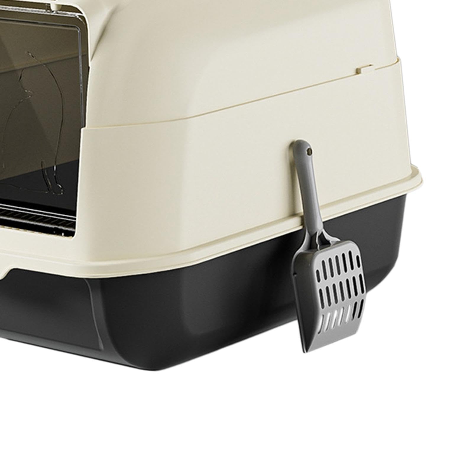 Katzentoilette Große Geschlossene Katzenstreu Box mit Abnehmbarer Haube Katzenstreu Schaufel Spritzschutz Katzenklappe Aus Robustem Material für Gesch, Schwarz