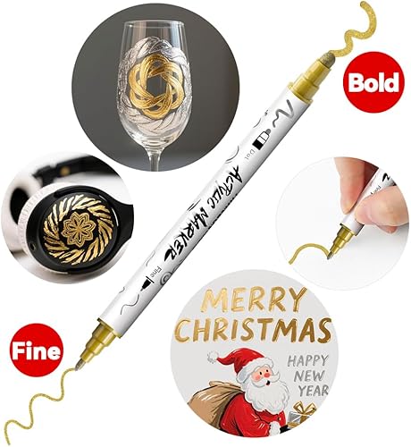 Miniatura 10 de TRANSON Juego de bolígrafos de pintura acrílica de doble punta de 36 colores para lienzo Rock Wood Leather Ceramic DIY Pintura