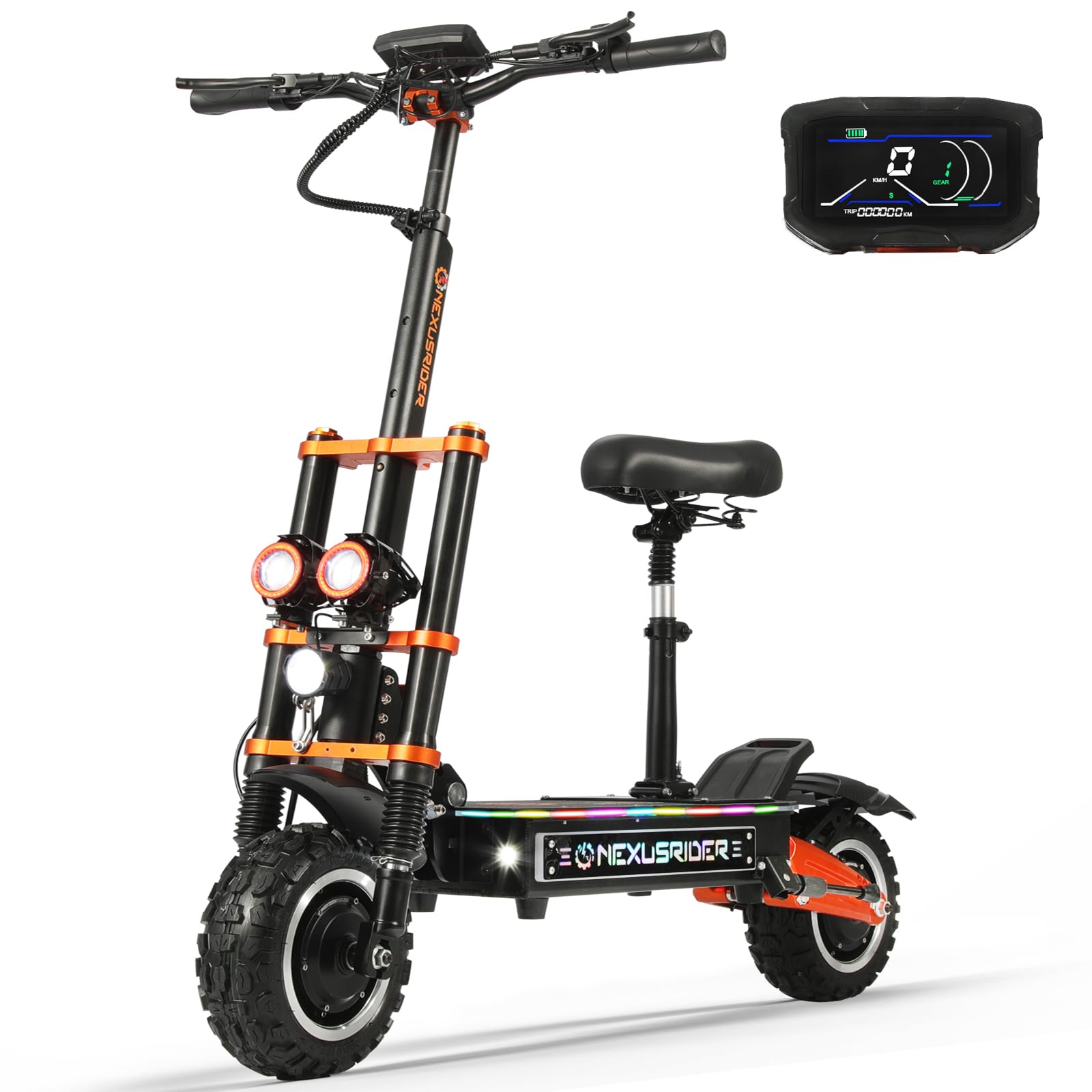 Adults Electric Scooter 6000W Dual Motor Up to 58 mph 60 Miles Range 60V35Ah Battery C-Type Dual Suspensions