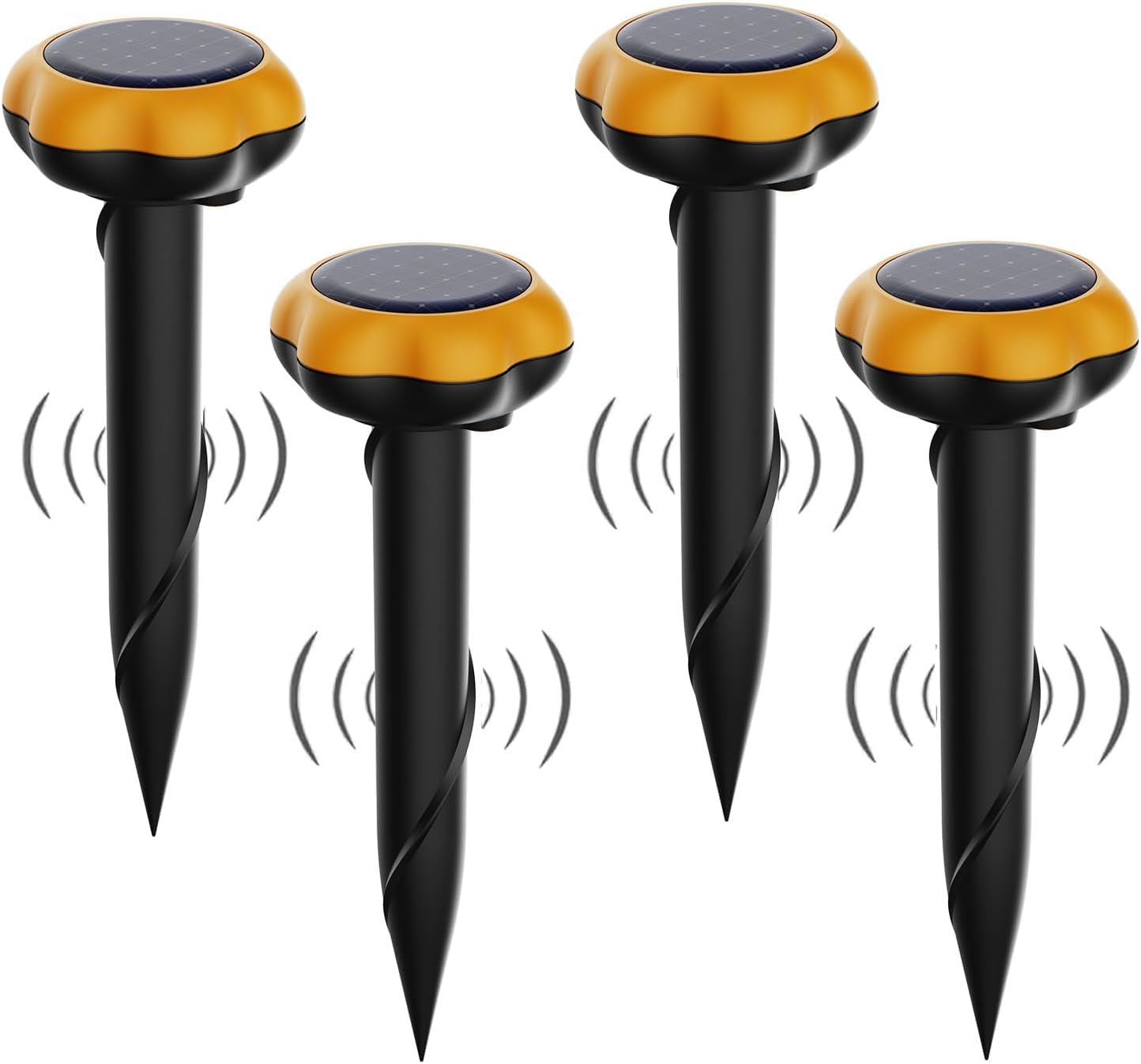 Solar Powered Mole Repellent, Ultrasonic Vole Repeller Outdoor,Waterproof Sonic Mole Deterrent Devices,Get Rid of Gophers Mouse Mole Rat Vole Snake and Rodent (4 Pack)