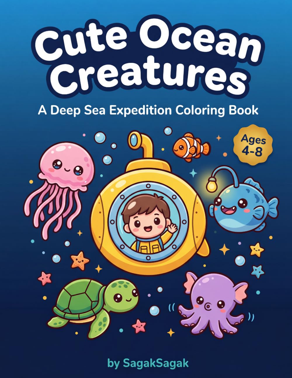 Cute Ocean Creatures: A Deep Sea Expedition Coloring Book