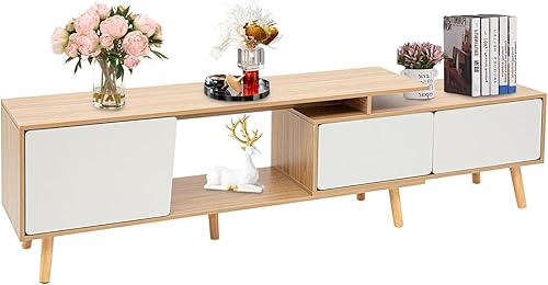 Miniatura 2 de MARTEXBUY Moderno soporte de TV, mueble de almacenamiento para consola de sala de estar, soporte de TV de perfil bajo con almacenamiento, centro de