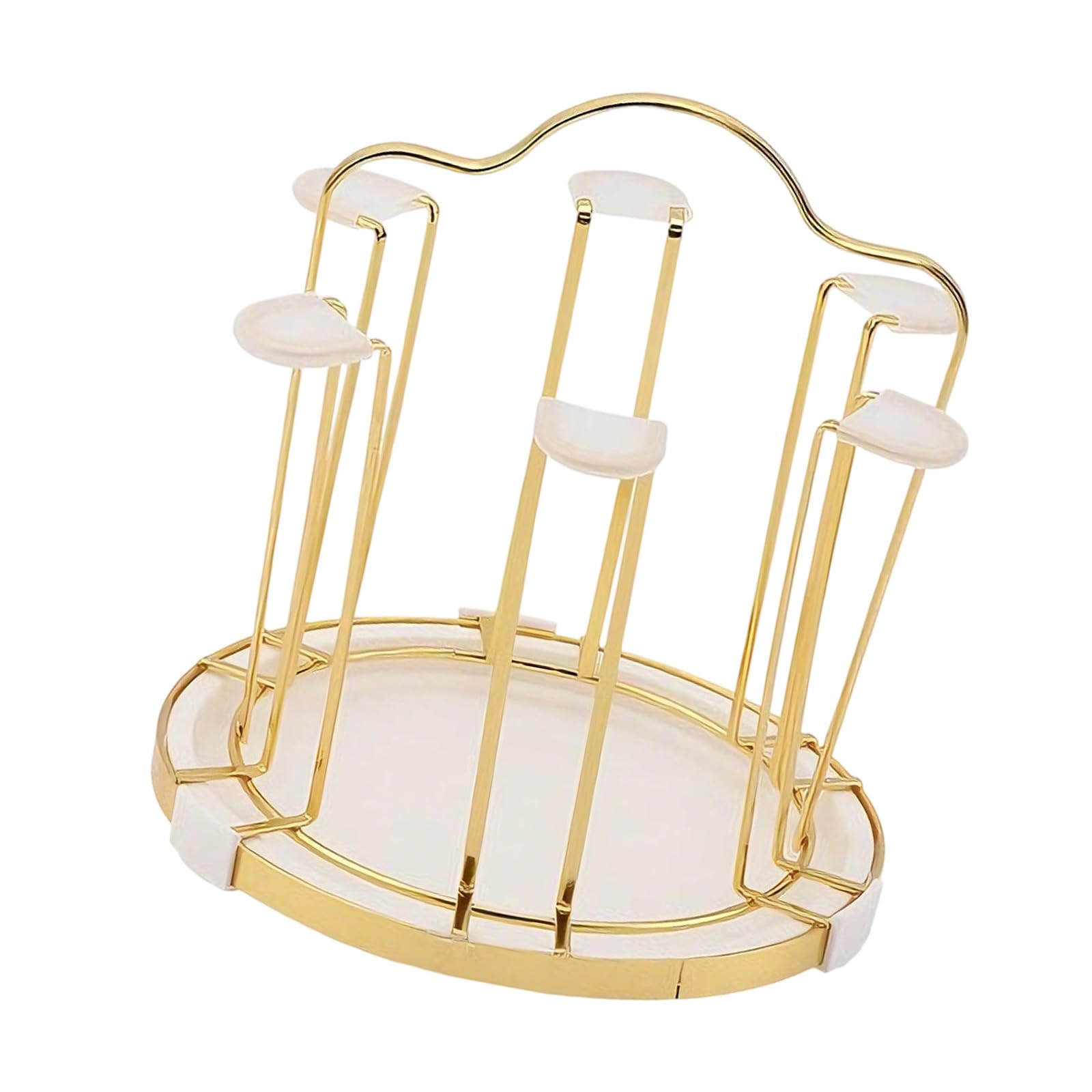 Tmboryuu Sturdy Iron Glass Holder for 6 Cups Featuring Drainage and Stable Base Efficient Placement Compact Tray