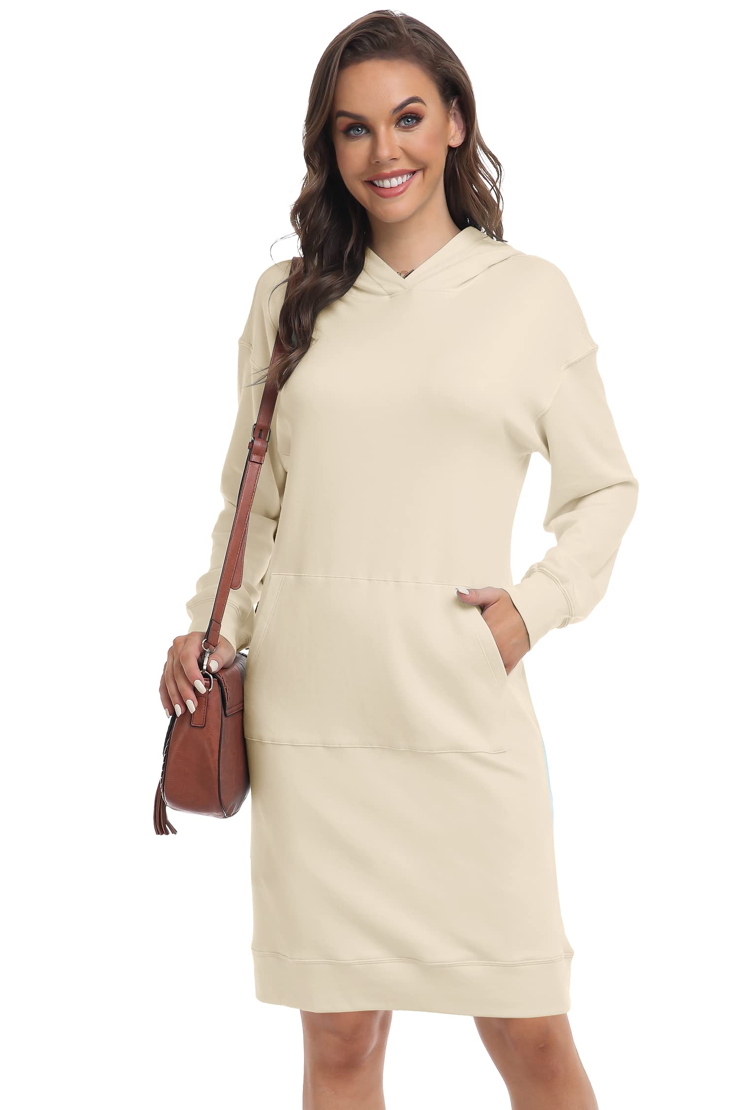 TAIPOVEFleece Sweatshirt Hoodie Winter Dress w Pockets Oversized Long Sleeve Casual Fall Spring for Women Soft