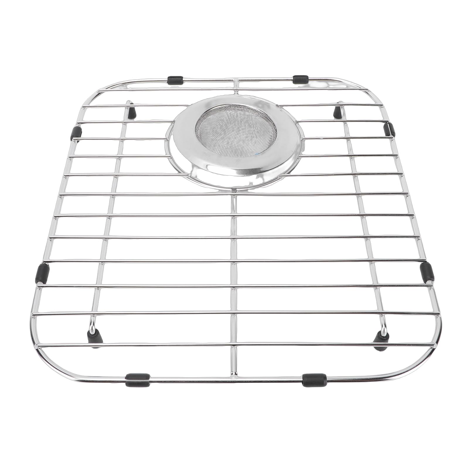 Griglia per lavello in acciaio inox, 33,3 x 30 cm, scolapiatti con design aperto per una ventilazione ottimale, protezione per lavello per scarico da 8,9 cm.