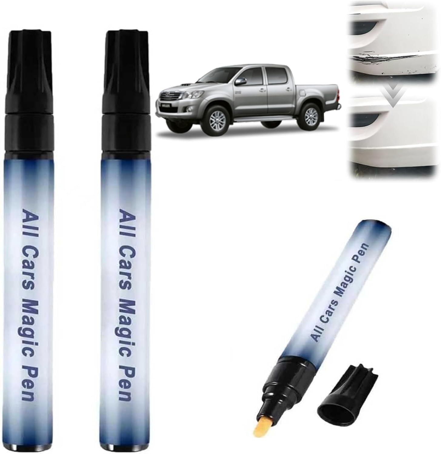 Car Scratch Remover Pen – All Cars Magic Pen, Weatherproof Touch-Up Paint Pen for Minor Clear-Coat Scratches, Quick Fix, Fits All Vehicle Colors, Travel-Friendly (2Pcs)