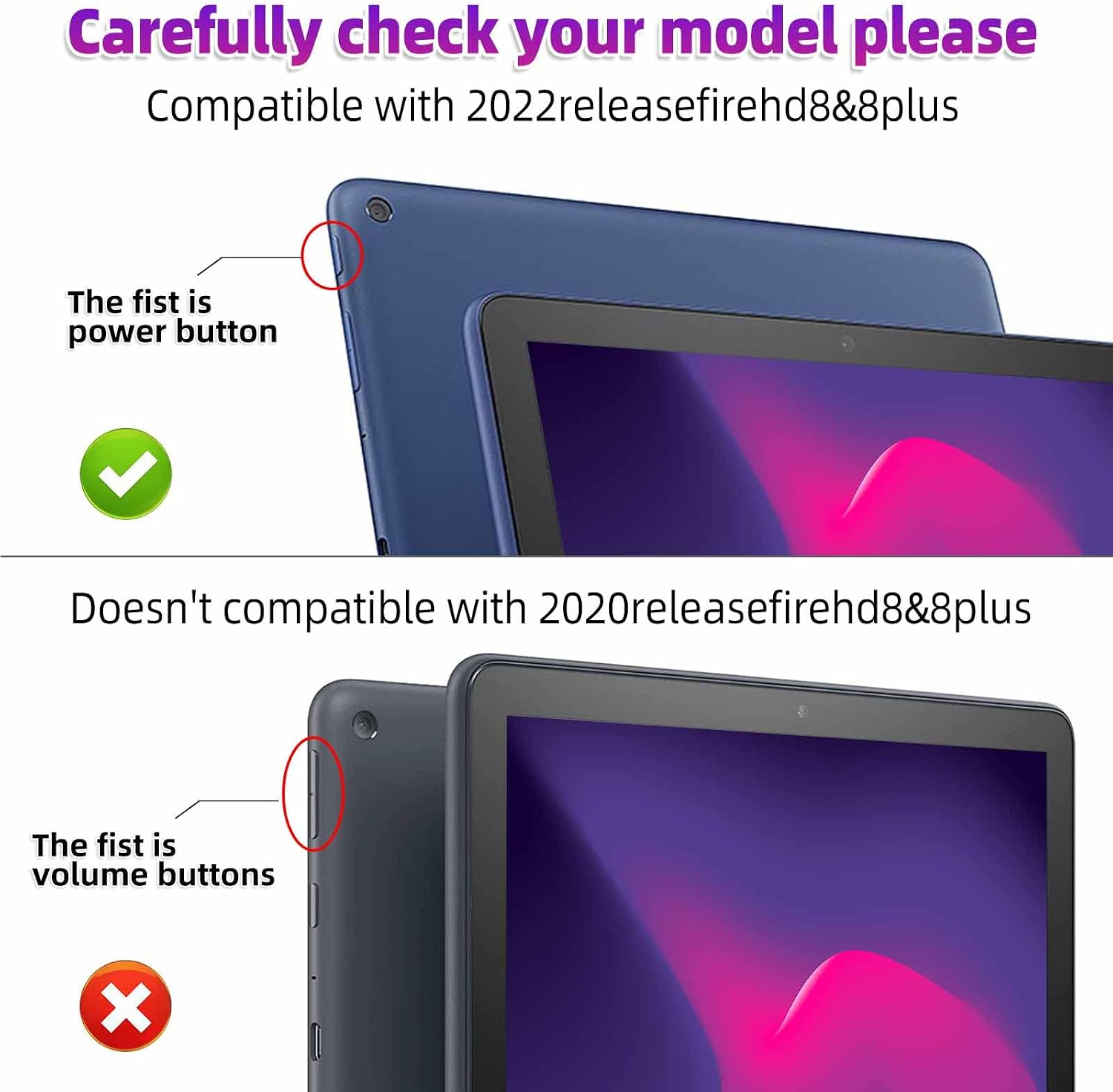 ROISKIN for 2022 Tablet HD 8 & 8 Plus Case 12th Generation with Kickstand, Not for Samsung Case