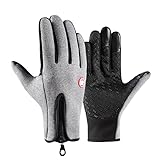 HUBGFEQ Warm Gloves Outdoor Cycling Driving Motorcycle Waterproof Cold Windproof Non-Slip Winter Ski Glove-Grey-XL