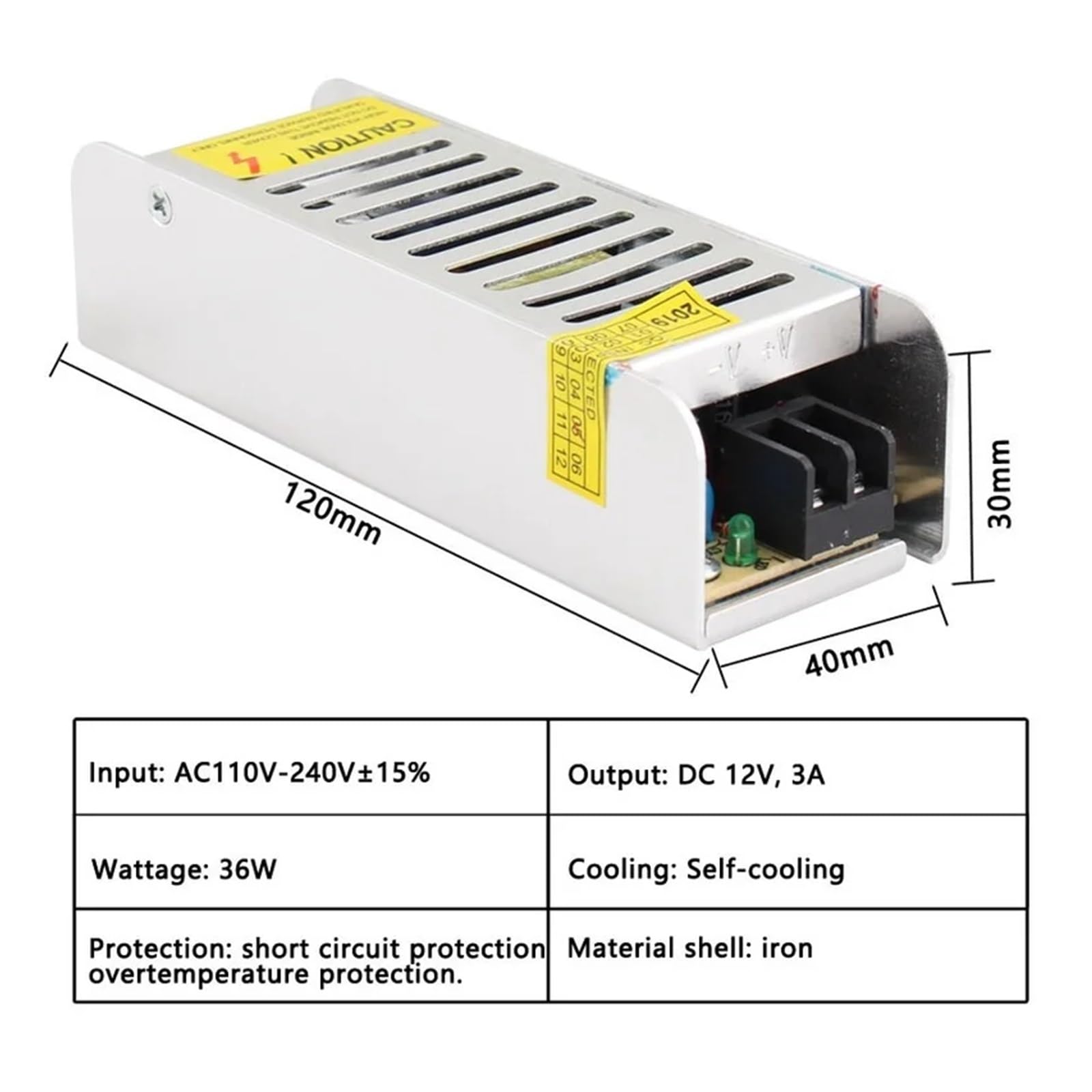 1PCS 12V 24V alimentazione elettrica di commutazione 12 24 V 1A 2A 3A 5A 8A 10A 20A 30A sorgente 220V a 12V 24V desktop di alimentazione SMPS(12V 15A 180W)