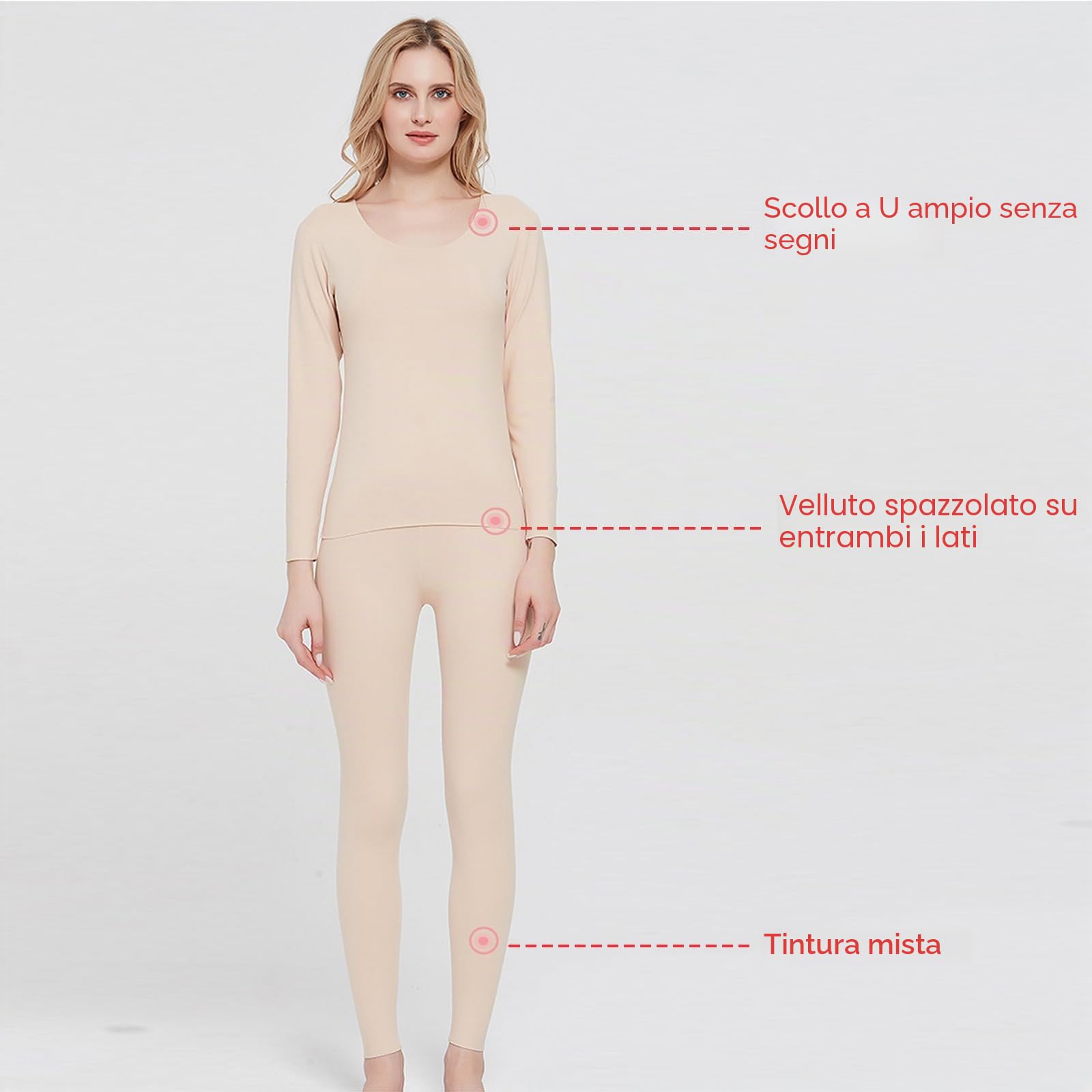 Intimo Termico Set Donna Maglia Termica a Maniche Lunghe e Pantaloni Biancheria Intima Termica Base Layer Traspirante Senza Cucitura, Ultra Morbido Completo Termico Invernale