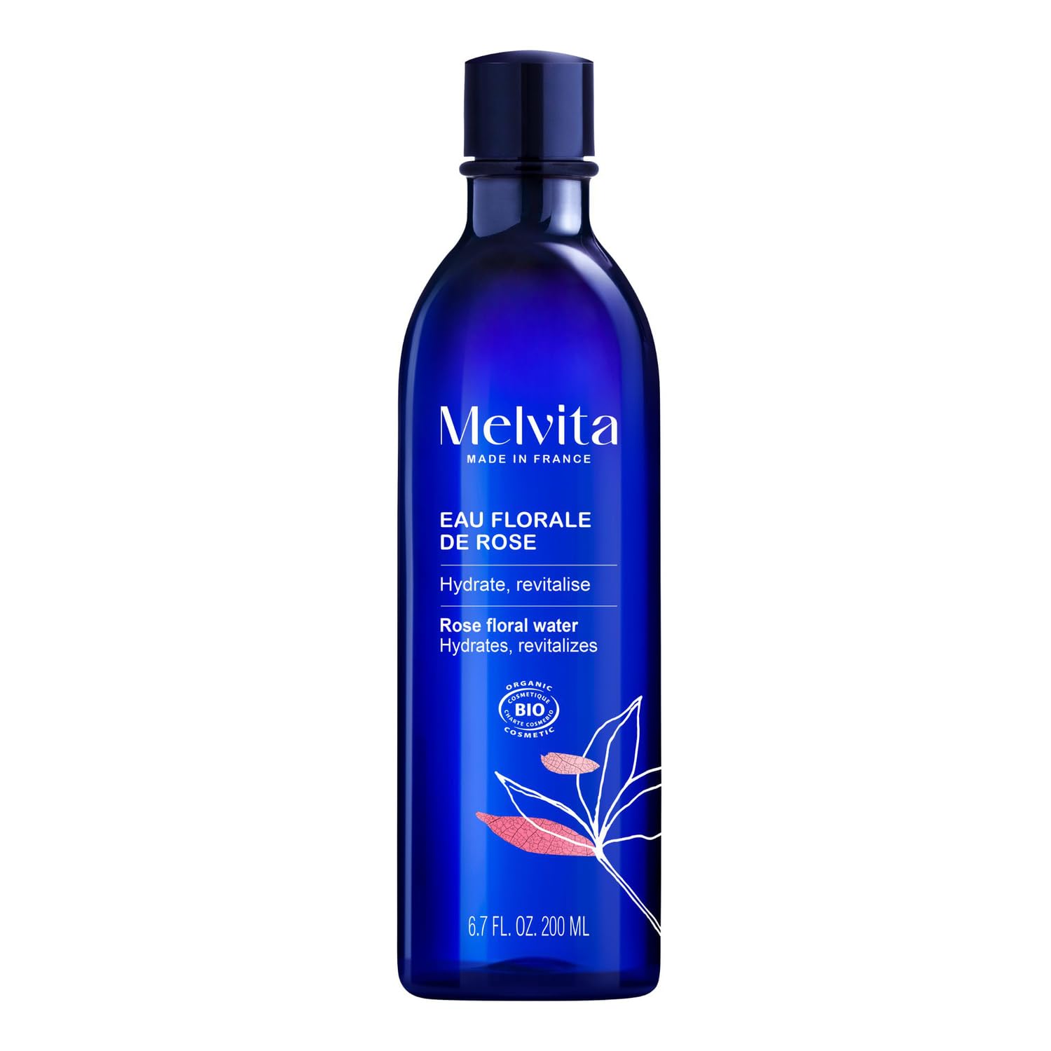 MELVITA Eau Florale de Rose Bio 200ml — Hydrate et Revitalise la Peau — Soin Visage Multi-Usages Fabriqué en France - Lot de 3