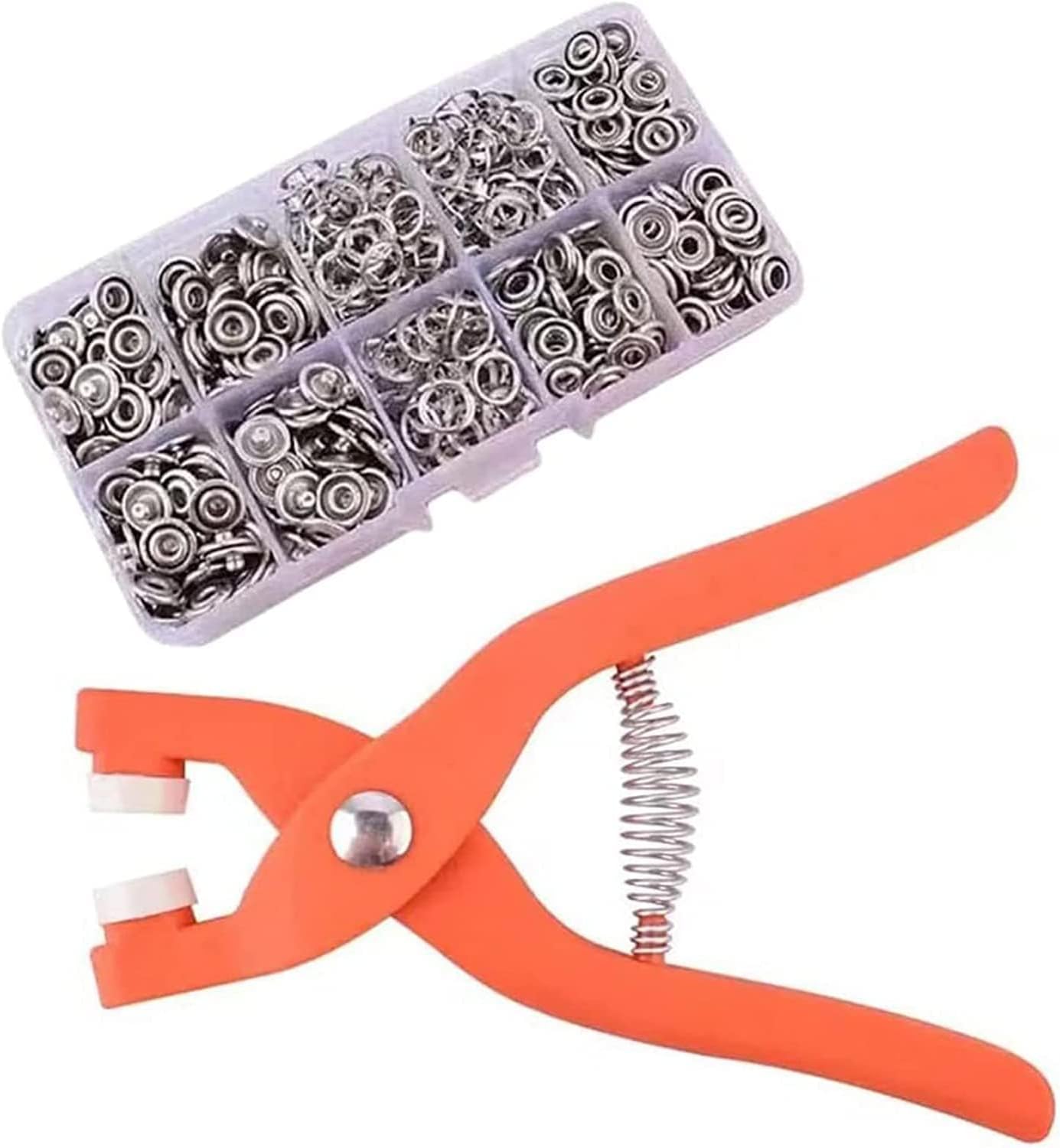 Five Claw Buckle Installation Tool Set Metal Snaps Buttons, With Fastener Pliers Tool Kit Sewing Free Buttons Set, for DIY Sewing Crafts Children's Clothing (100set Metal Buckle+Pliers+Box)