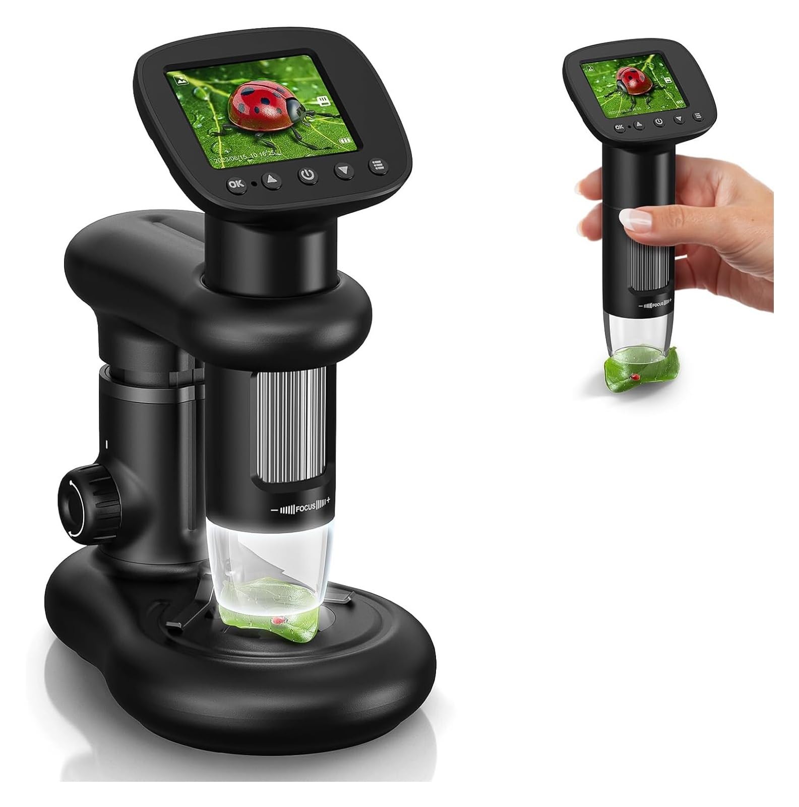 Microscopio Digital de Bolsillo de 1000 aumentos con Pantalla LCD de 2 Pulgadas y 8 LED, Lupa electrónica para Monedas, visualización Desde PC.，CM3 1000X