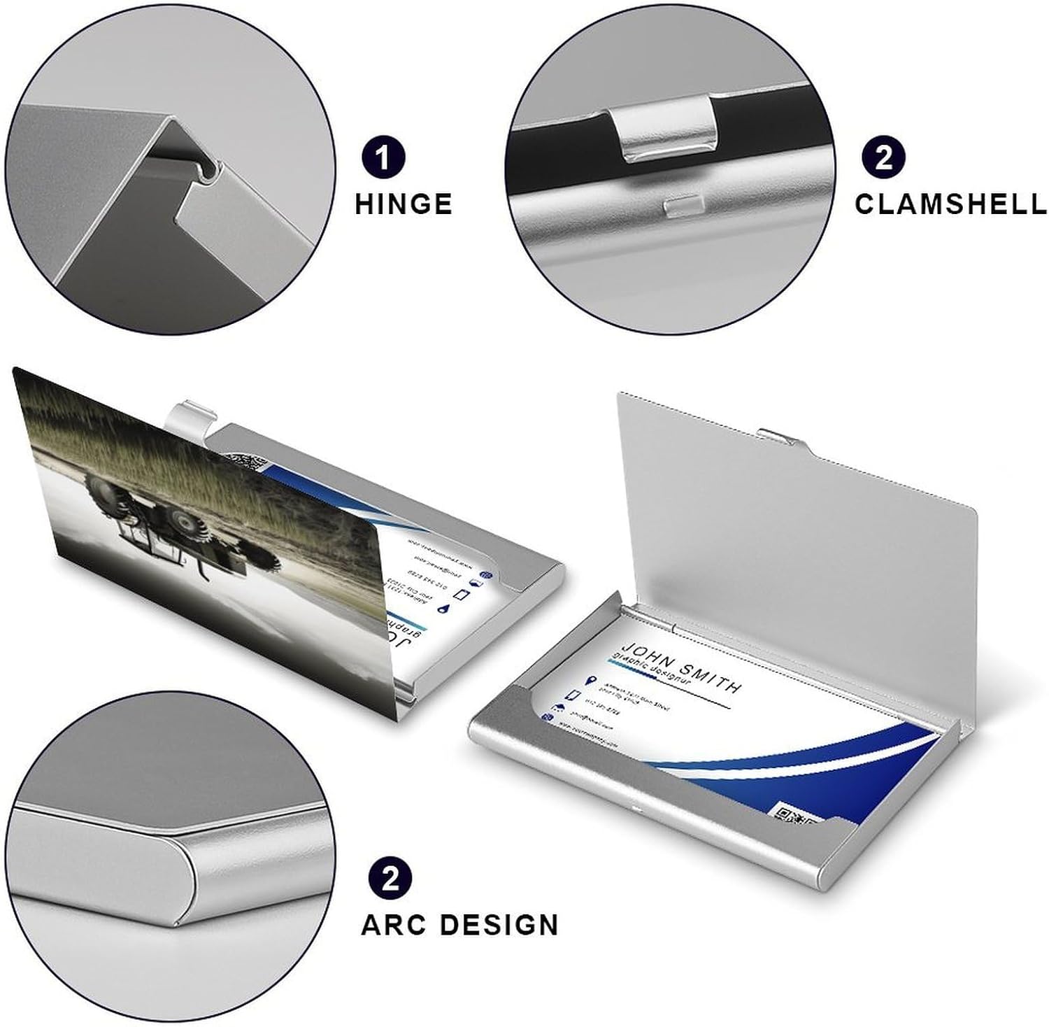 Tractor Agriculture Tranquil Business Card Holder Aluminum Alloy Cards Case Flip Cover Slim Name Card for Men Buckle Style Shut Professional Cards Case for Office Workers