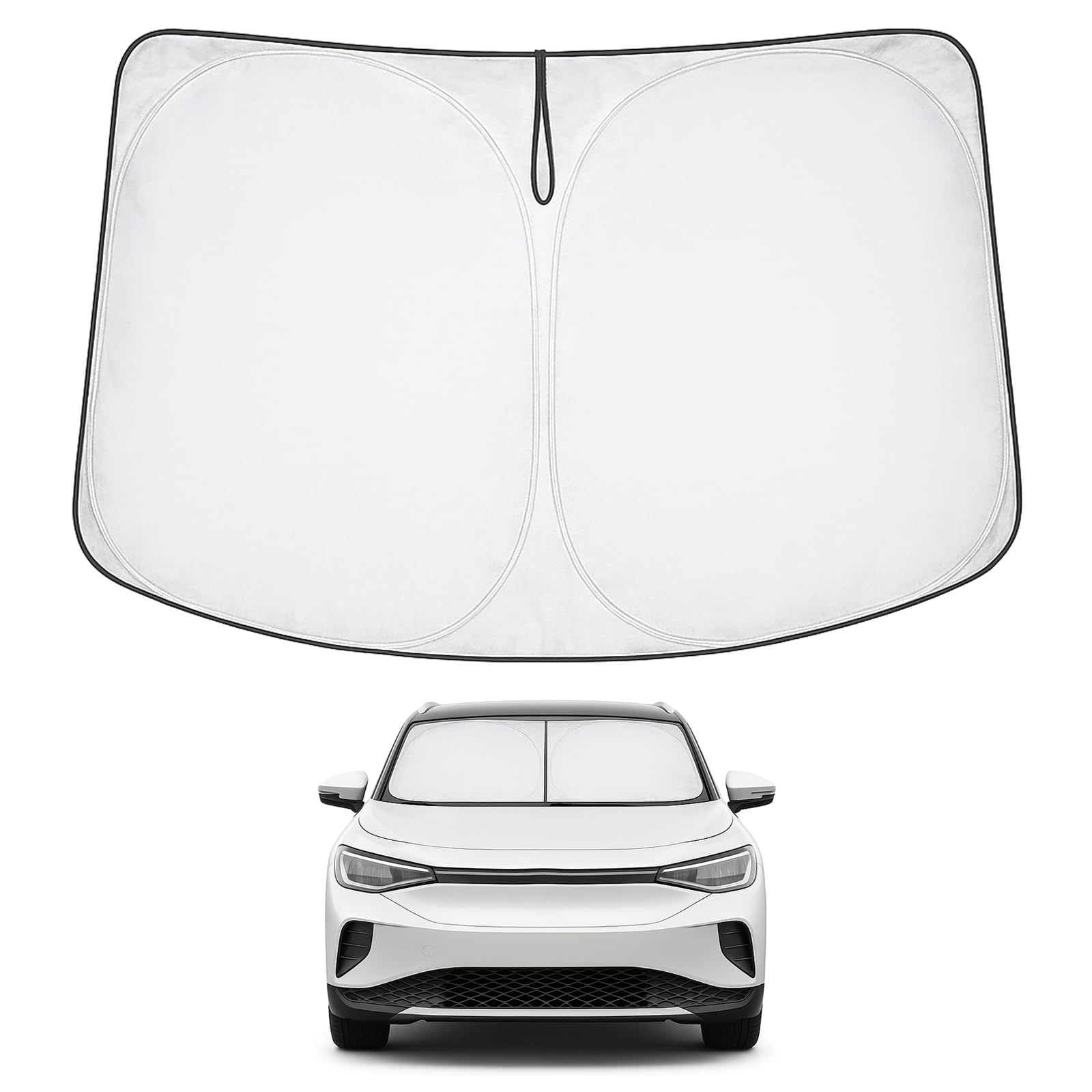 Proadsy 2025 Upgrade Windshield Sun Shade Custom Fit Volkswagen VW ID.4 2021-2025 2026 4-Layer Foldable Front Sunshade Protector Sun Visor Blocks UV Rays Keep Car Cooler Accessories