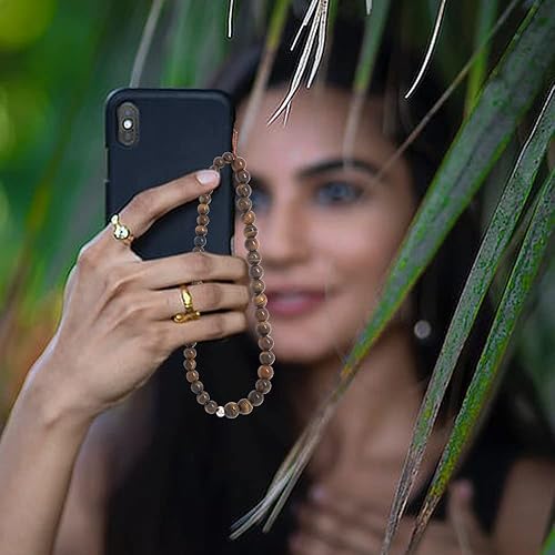 Miniatura 3 de Correa de muñeca con cuentas para teléfono celular, hecha a mano, piedra preciosa natural