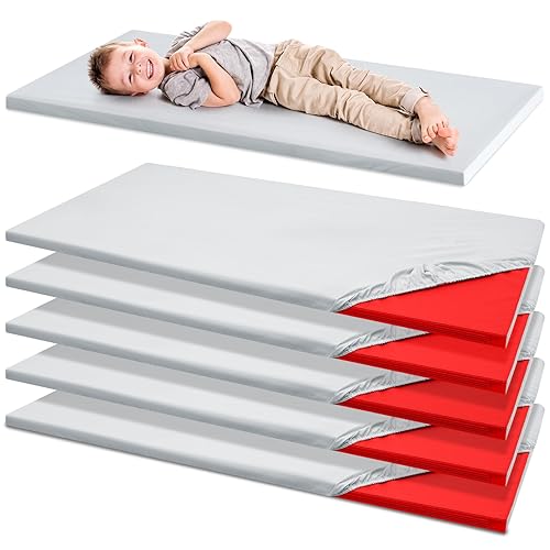 Wesiti 5 alfombrillas de 3 pliegues para siesta de guardería preescolar, tapete portátil para descanso infantil con 5 fundas para colchoneta para