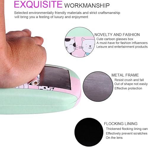 Miniatura 3 de Cute Stylish Hard Shell Eyeglasses Cases Protective Case Storage Box With Glasses Cloth Eyeglass Strap for Girl Teen