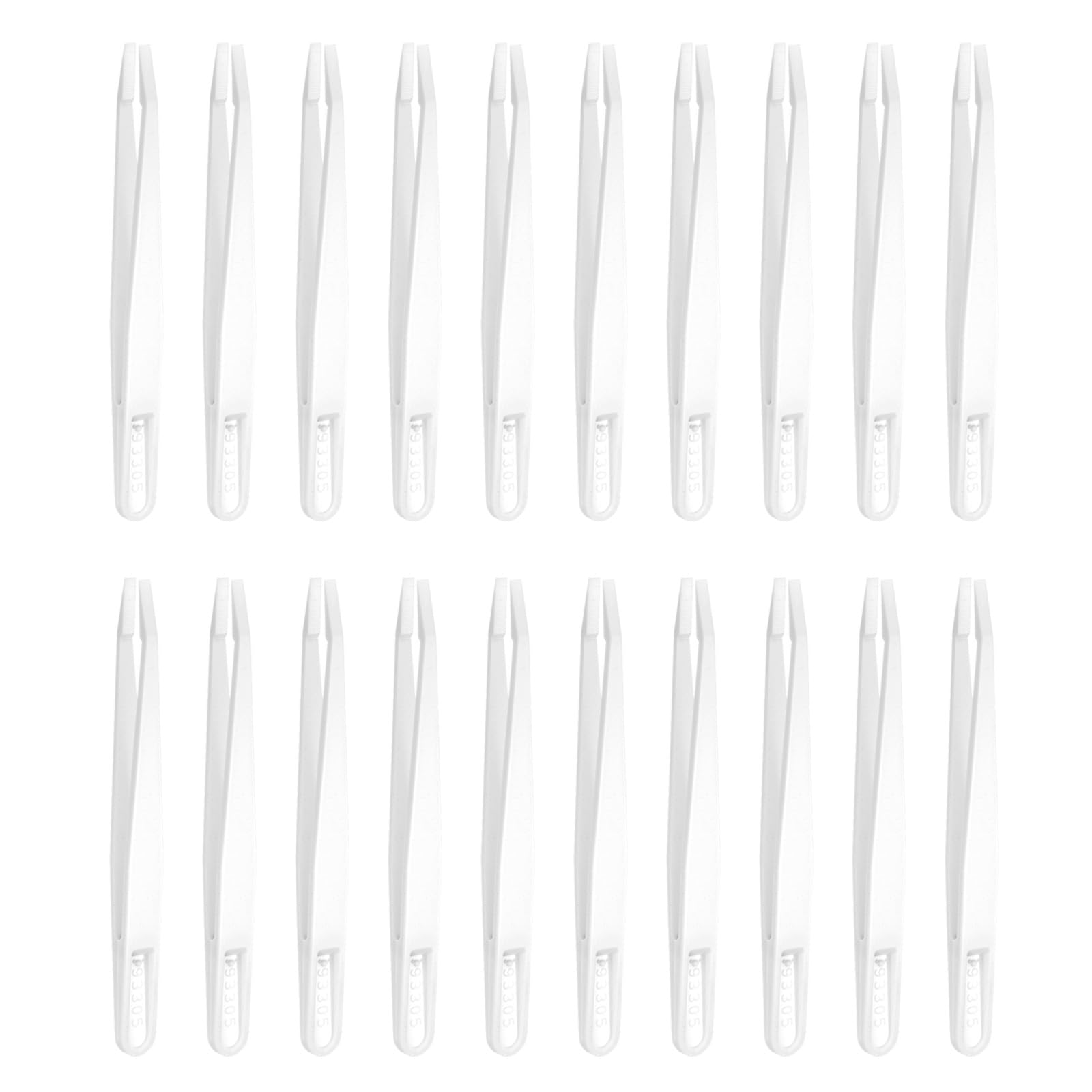 sourcing map 20Pcs 93305 Precision Plastic Tweezers Kit 121mm Anti-Static Flat Head Craft Tweezers Set White for Electronics Jewelry Making Laboratory Work DIY Repair Tool