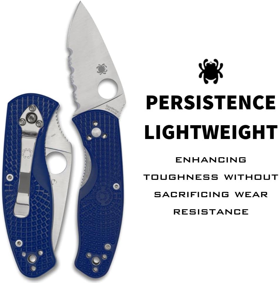 Spyderco Persistence Lightweight Folding Pocket Knife with 2.75 Inch CPM S35VN Steel Blade and Blue FRN Handle - CombinationEdge - C136PSBL